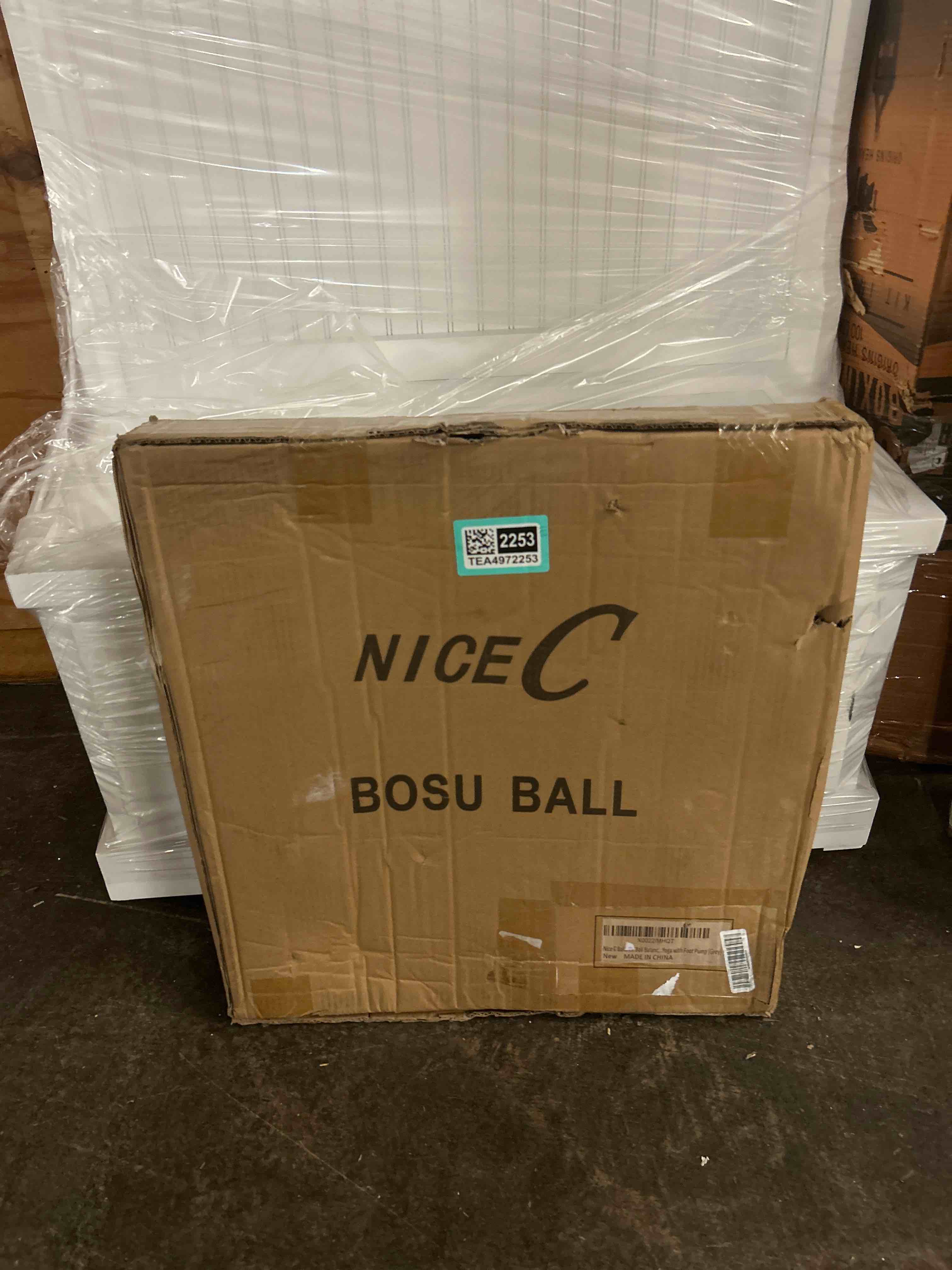 Condition photo showing New/Like New for nice c balance ball, half ball, balance ball, exercise workout trainer, with resistant band, strength fitness yoga with bonus foot pump