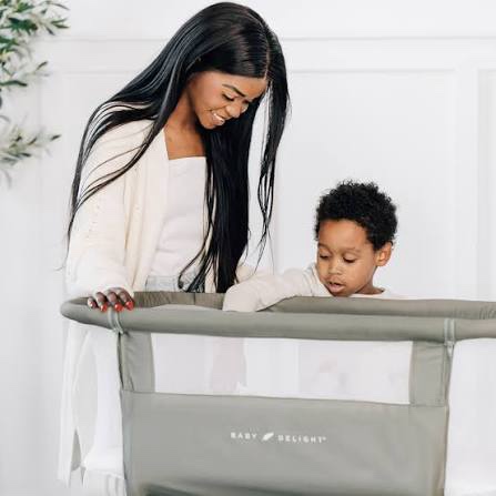 Condition photo showing New/Like New for baby delight beside me dreamer bassinet | bedside sleeper & baby bassinet | 6-position height adjustment | 100% gots certified organic cotton fabric | organic sage