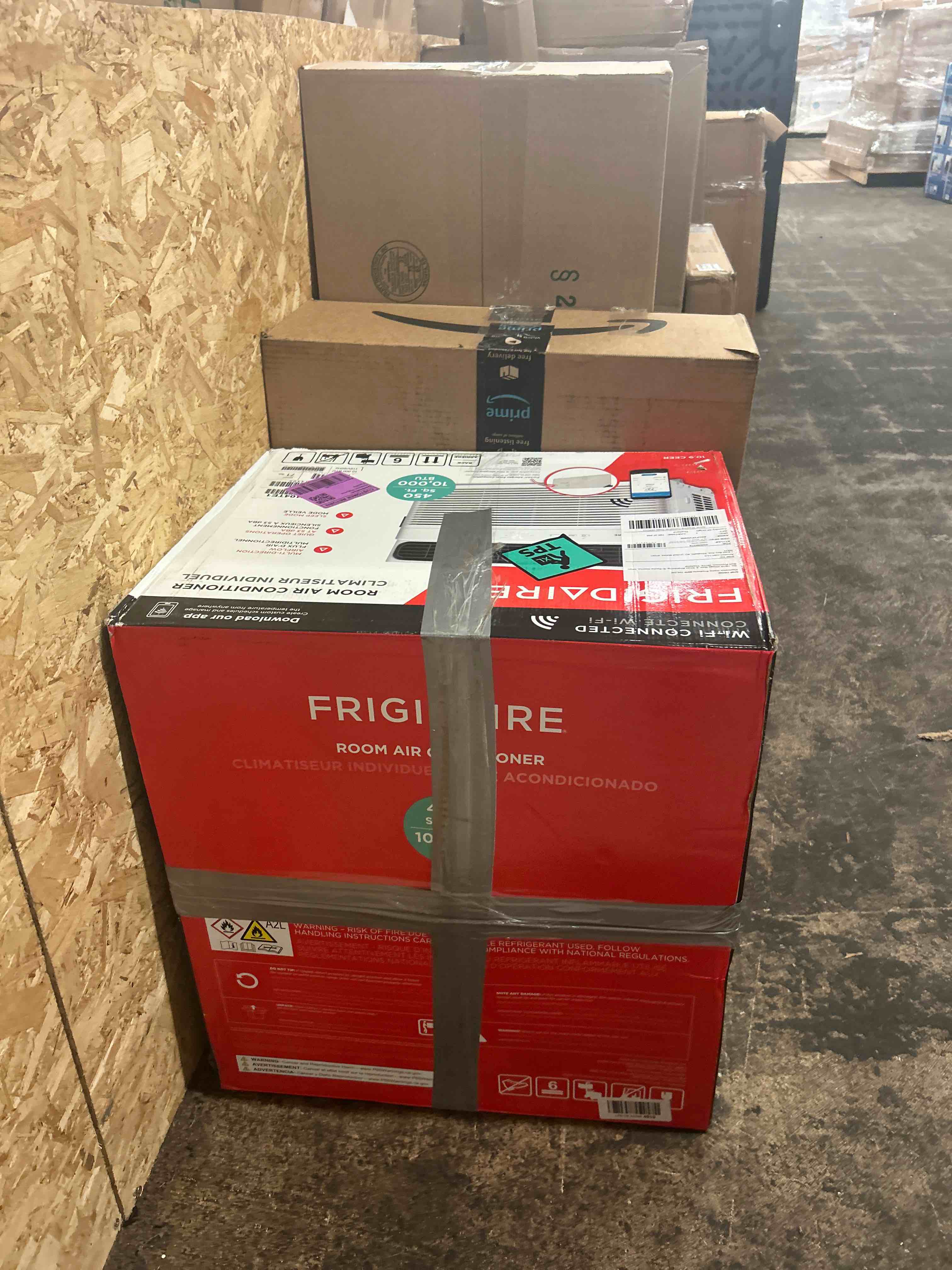 Condition photo showing New/Like New for frigidaire 10,000 btu smart window air conditioner with wi-fi, cools up to 450 sq. ft., remote control, quiet operation, eco mode, 3 fan speeds, white