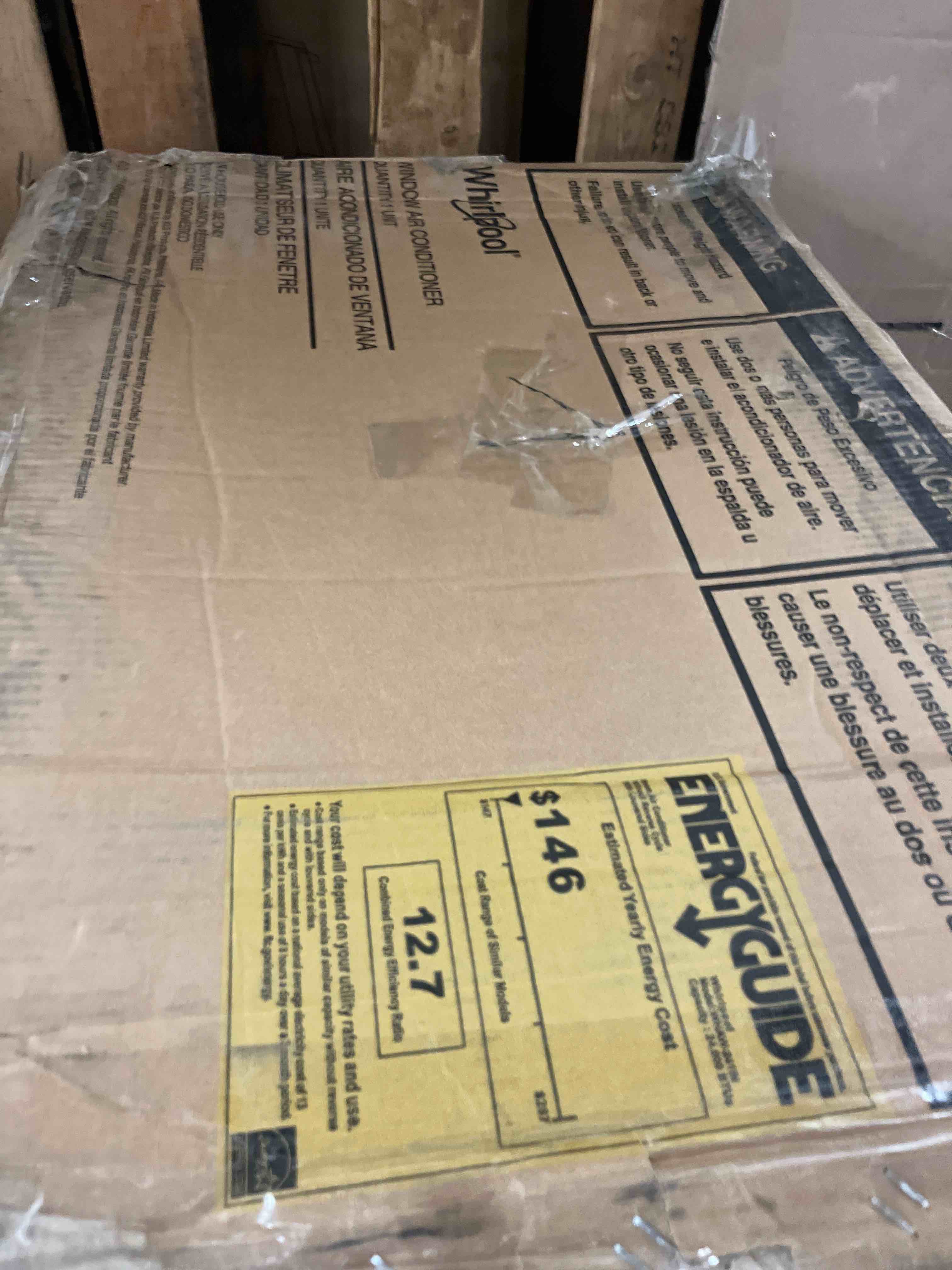 Condition photo showing New/Like New for whirlpool new 24 000 btu 1500 sq ft inverter window air conditioner white