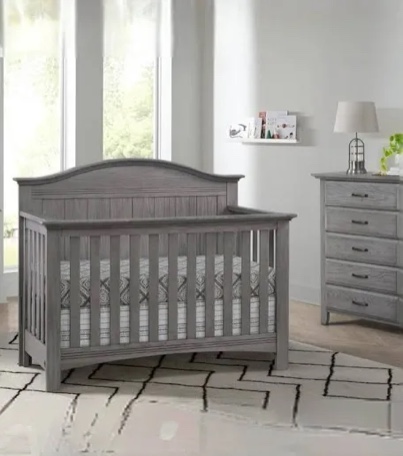 Condition photo showing New/Like New for soho baby chandler premium 4-in-1 convertible crib, graphite gray, greenguard gold certified