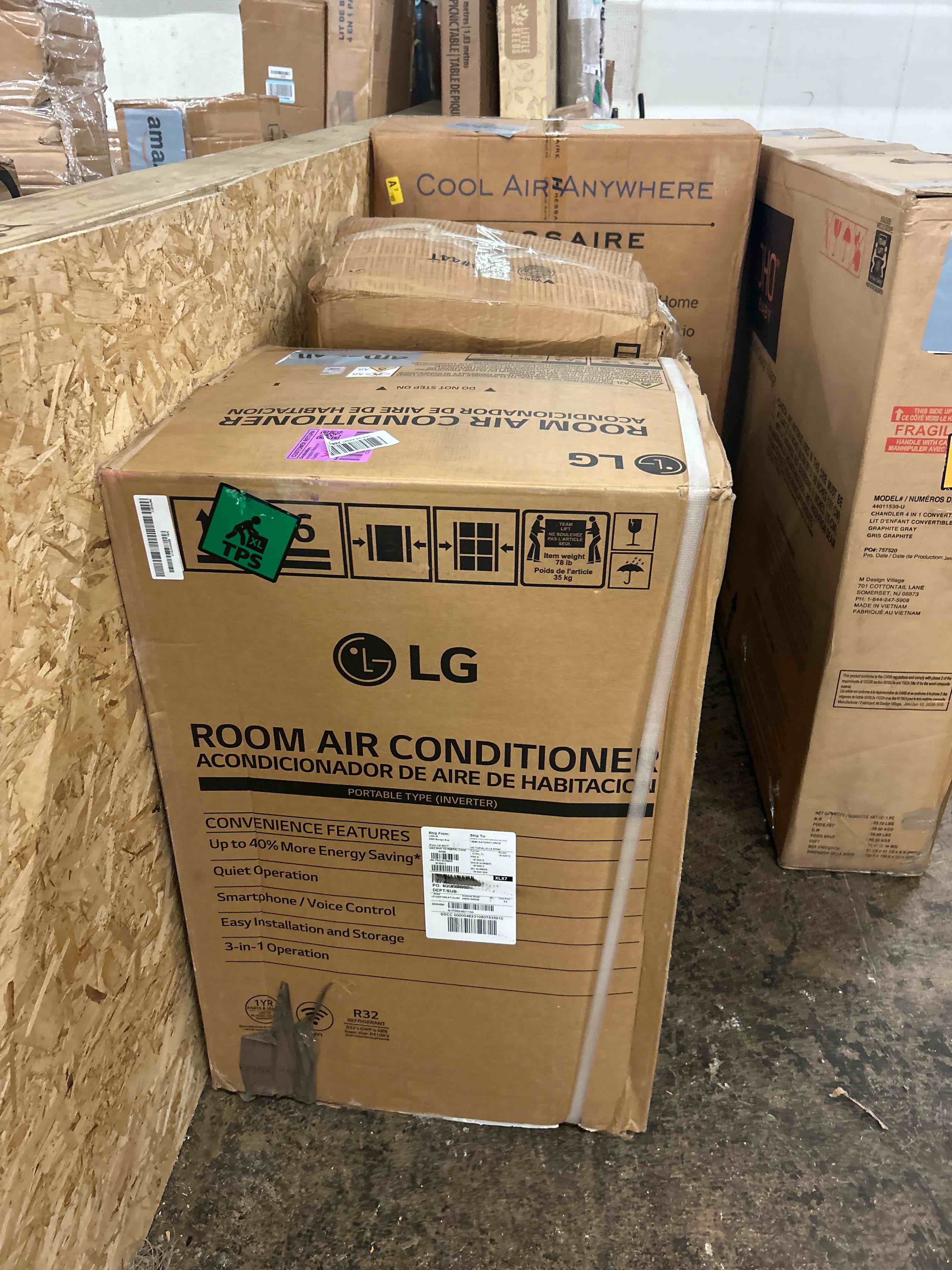 Condition photo showing New/Like New for lg 10000 btu sacc(14000 ashrae) portable air conditioners [2023 new, dual inverter] cools 450 sqft ultra quiet & easy install wifi app medium & large room air conditioner ac unit home white lp1022fvsm