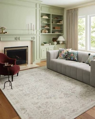 loloi rifle paper co. courtyard collection cou-01 yellow/multi 5'-0" x 7'-6" area rug feat. cloudpile