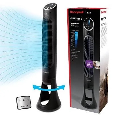 honeywell - quietset oscillating whole room tower fan, hyf290b - black