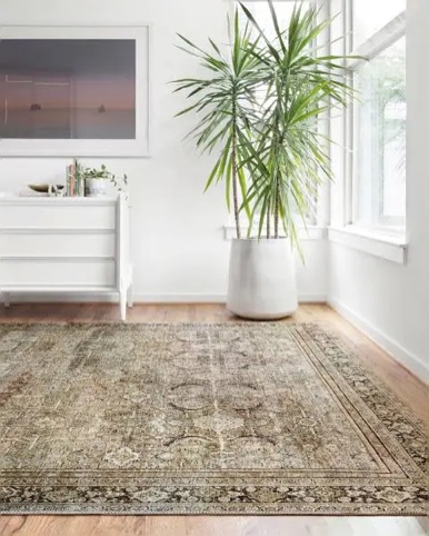 loloi ii layla lay-13 printed antique / moss oriental area rug 5 x 7 -6 ft