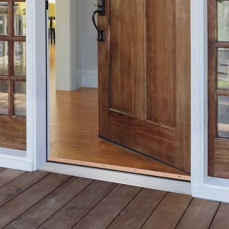 m-d building products 76281 4-9/16 in. x 1-1/8 in. x 73 in. silver adjustable aluminum & hardwood threshold