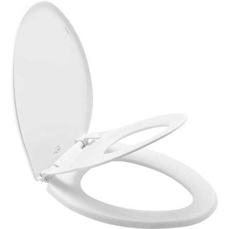 mayfair little2big, elongated plastic toilet seat in white with sta-tite seat fastening system and whisper-close, hinge