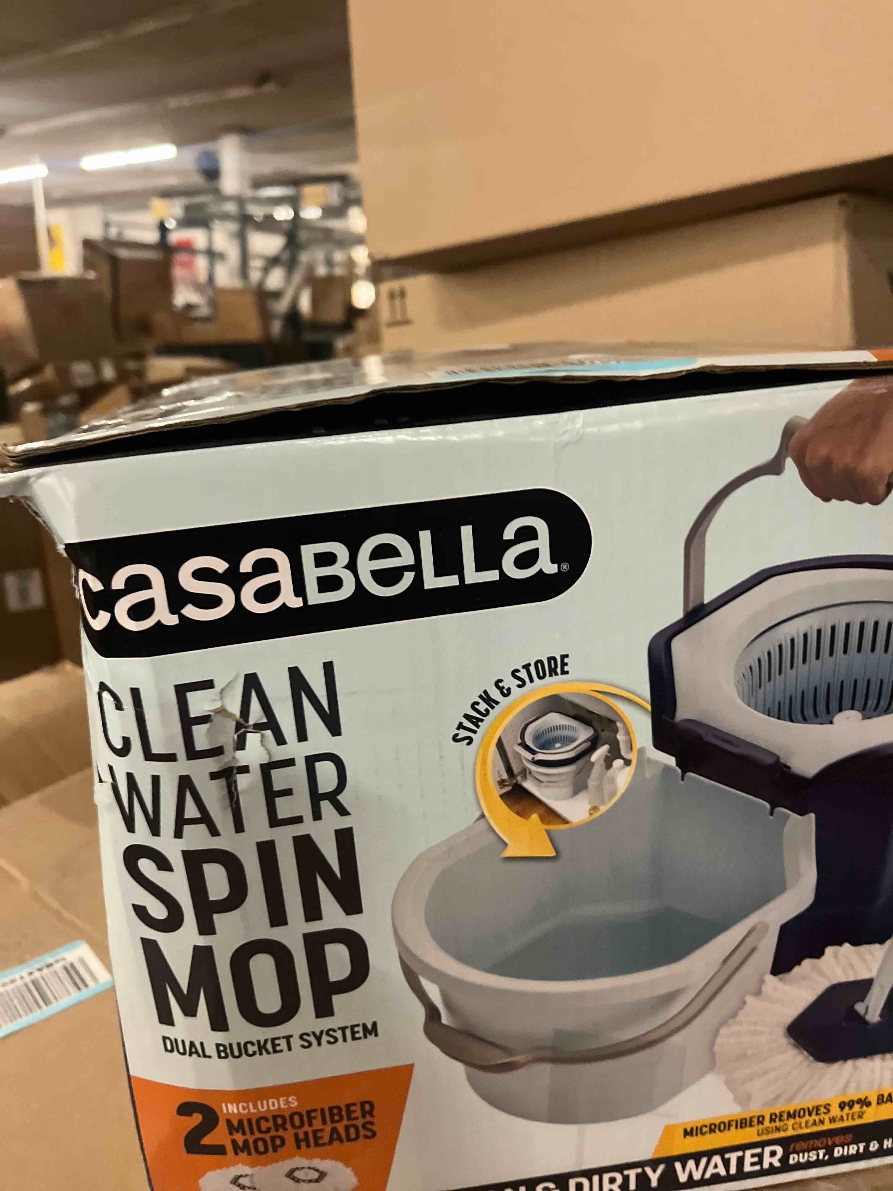Condition photo showing New/Like New for casabella clean water spin mop with extra refill: portable microfiber floor cleaning tool for multi-surface use