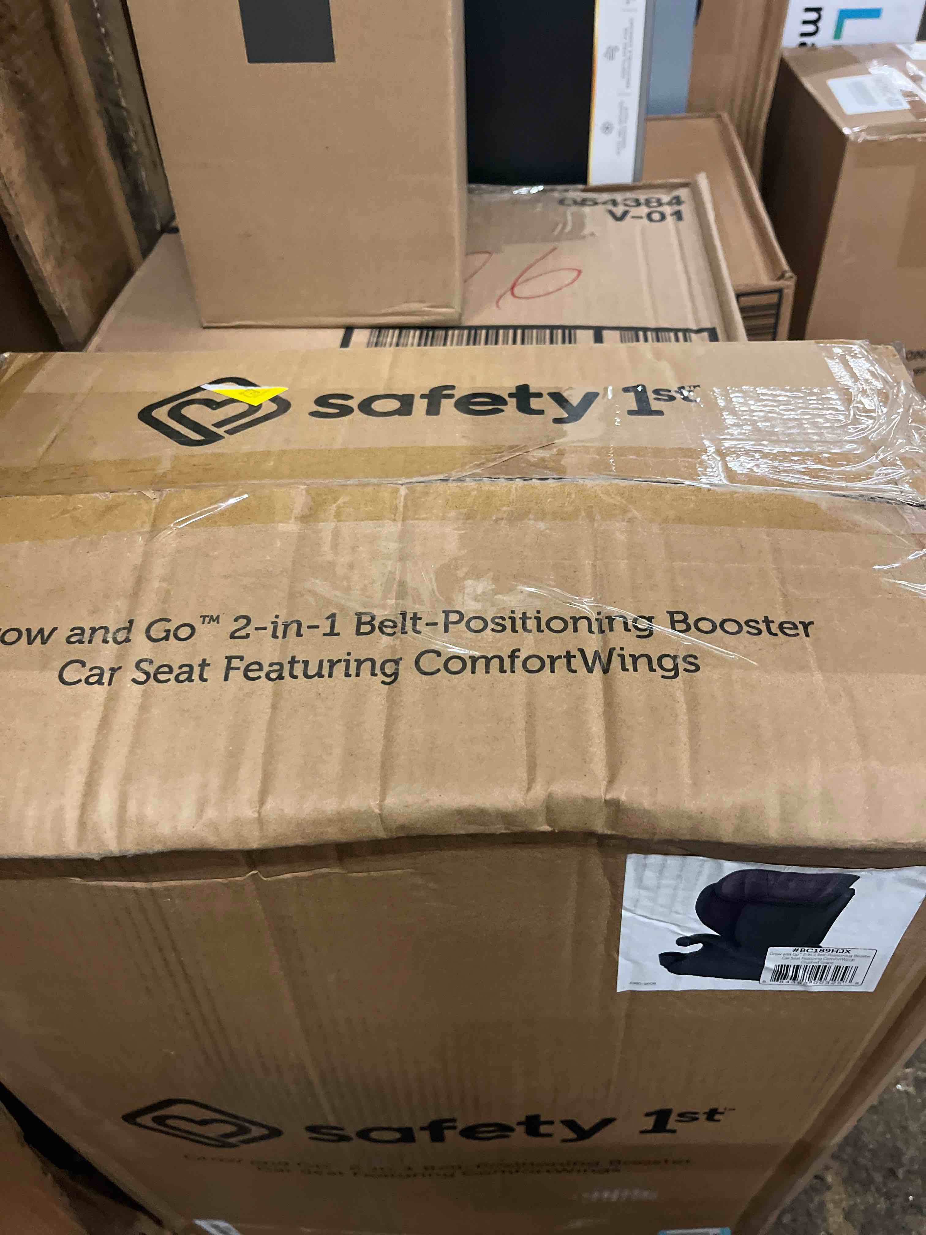 Condition photo showing New/Like New for safety 1st grow and go 2-in-1 booster car seat with comfortwings, converts high-back to backless, 19" wide, slim design, lightweight, foldable, easy-clean, cup holders, 40-100 lbs, crushed grape