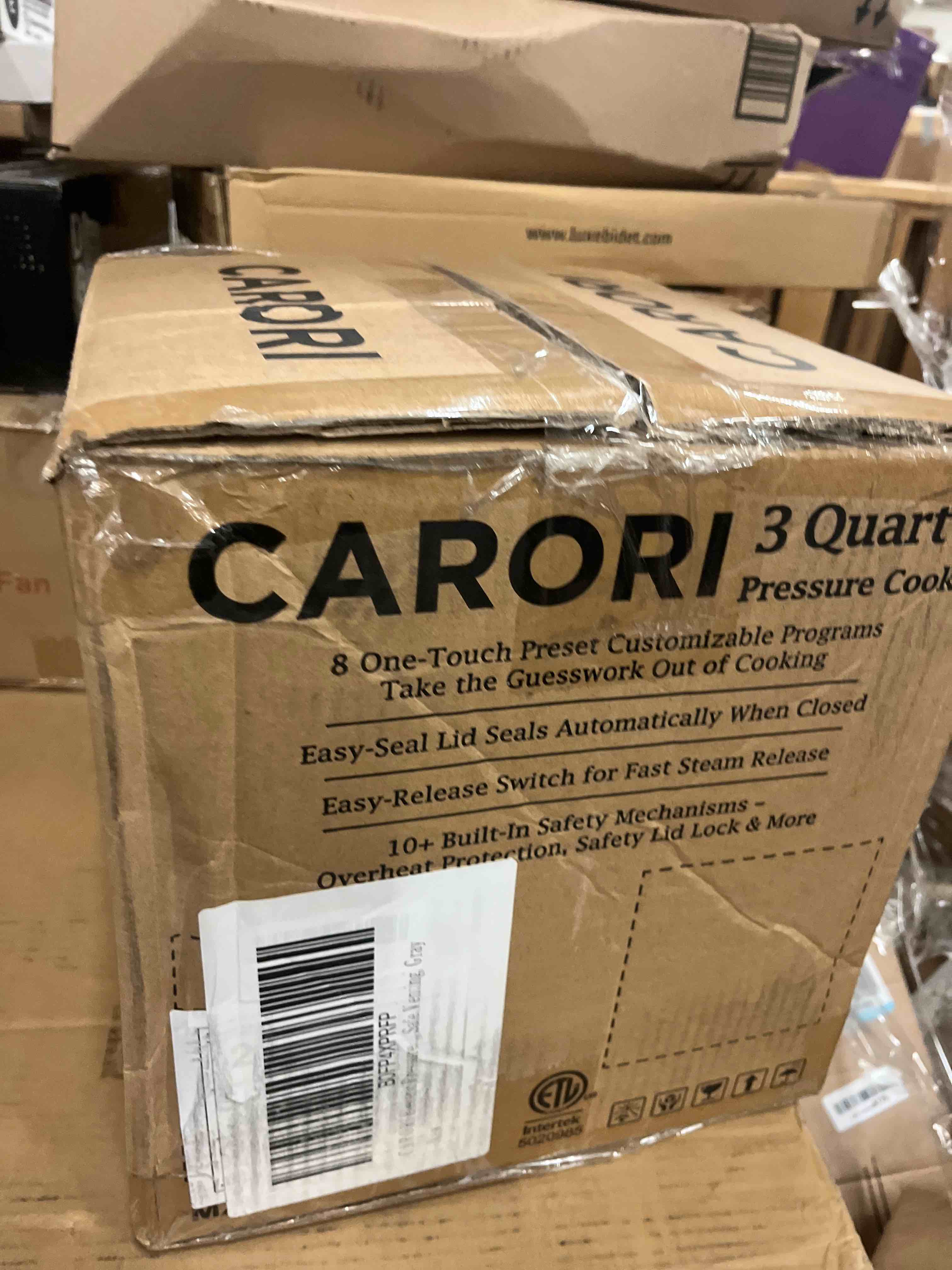 Condition photo showing New/Like New for carori electric pressure cooker 3qt, 8-function compact multi-cooker with ceramic nonstick pot for saute, pressure cook, slow cook, meat stew, rice, delay start, keep warm, safe venting, gray