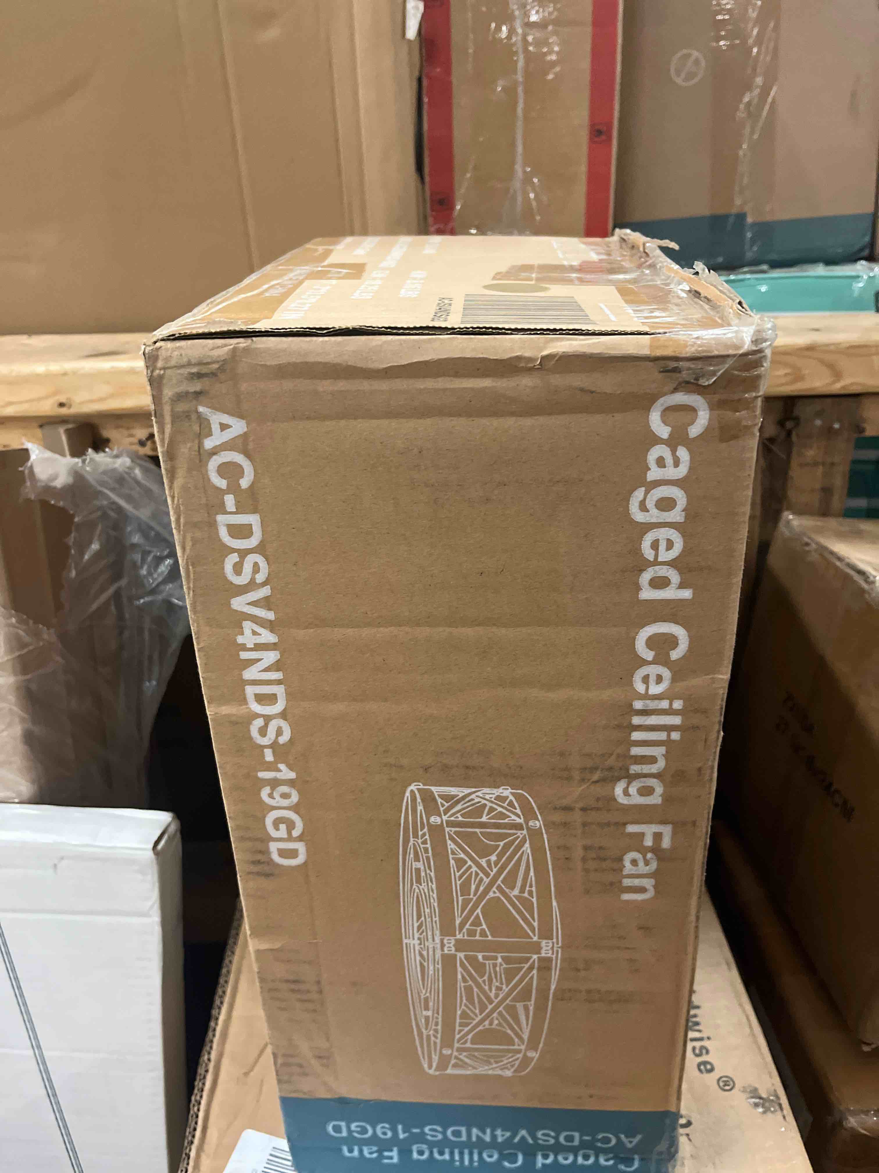 Condition photo showing New/Like New for olixis ceiling fans with remote, farmhouse ceiling fan, 19 inch low profile caged fandelier, flush mount with 6 wind speeds, for bedroom, kitchen, living room, bulbs not included, gold