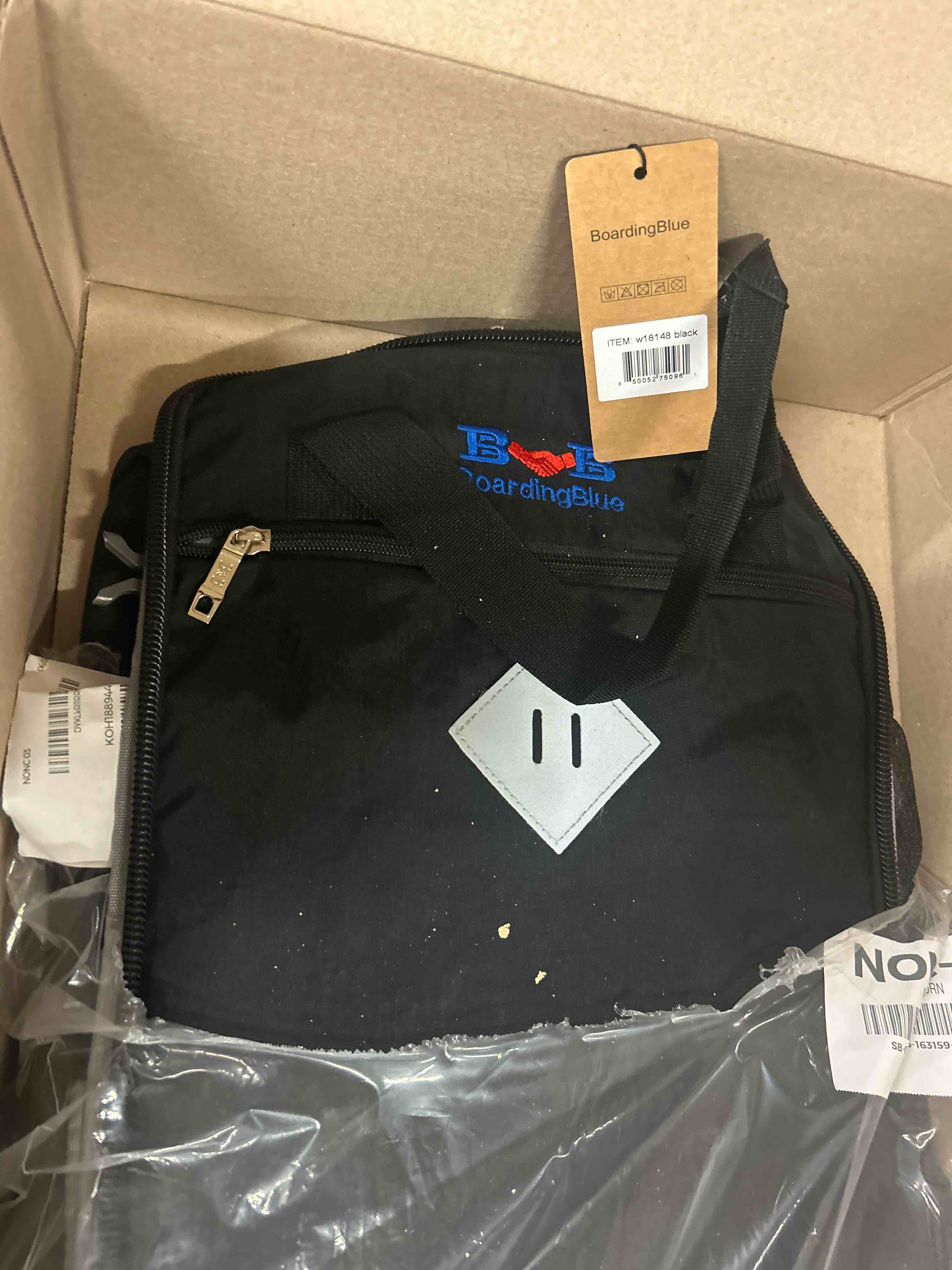 Condition photo showing New/Like New for boardingblue 17x10x9 inches united airlines rolling personal item under seat travel bag suitable for major airlines, not suitcase, rolling travel bag design (black, 17x10x9 inches)