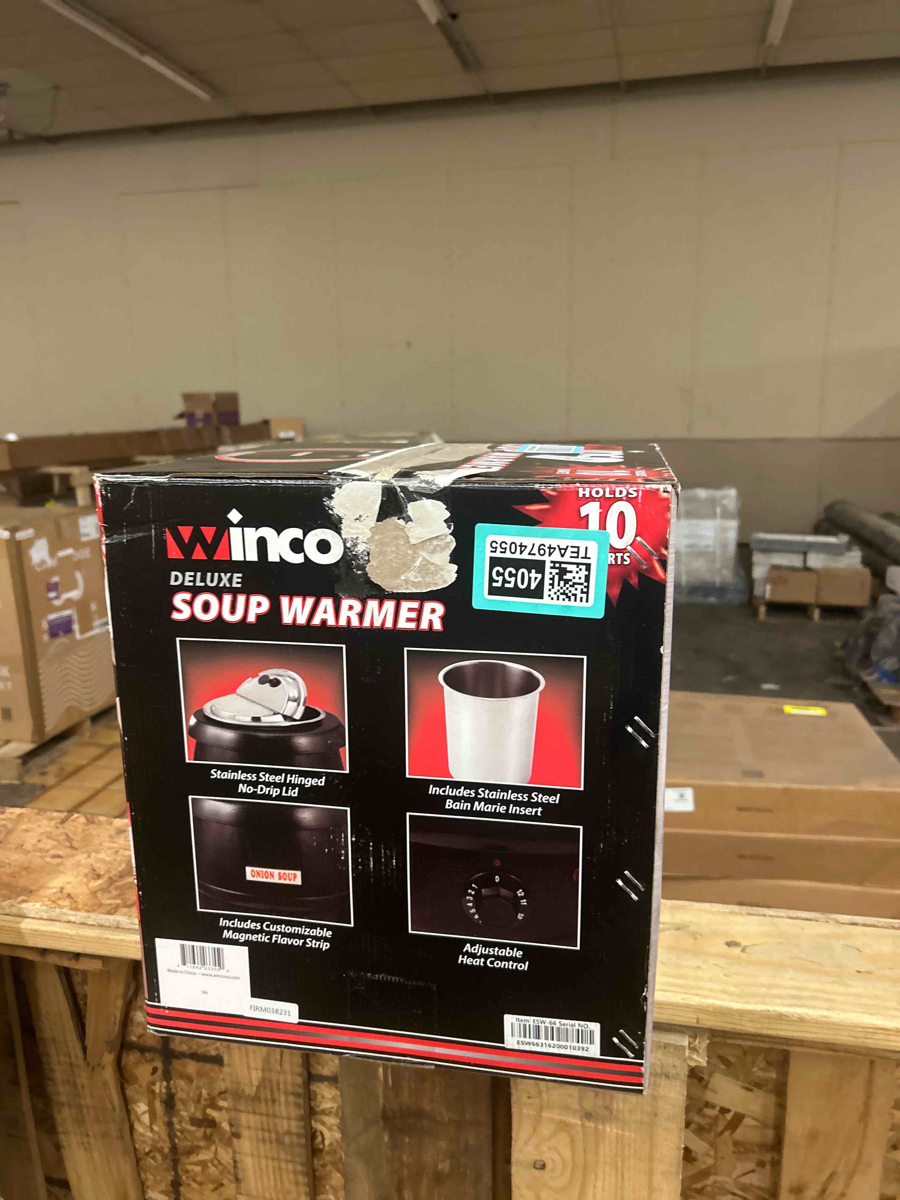 Condition photo showing New/Like New for winco electric soup warmer, 10.5-quart,black