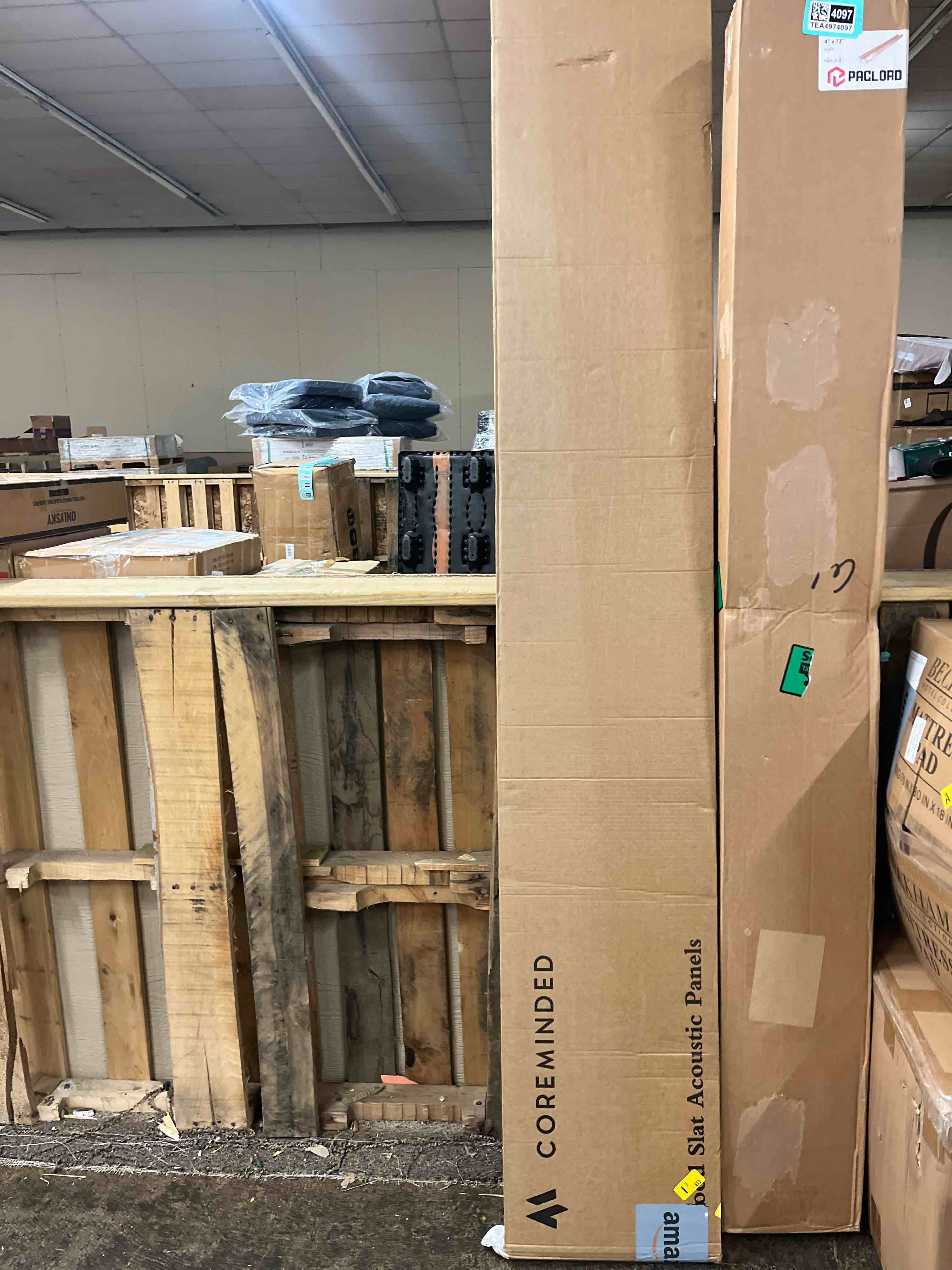 Condition photo showing New/Like New for 2-pack acoustic wood slat panels - soundproof wall paneling for interior decor