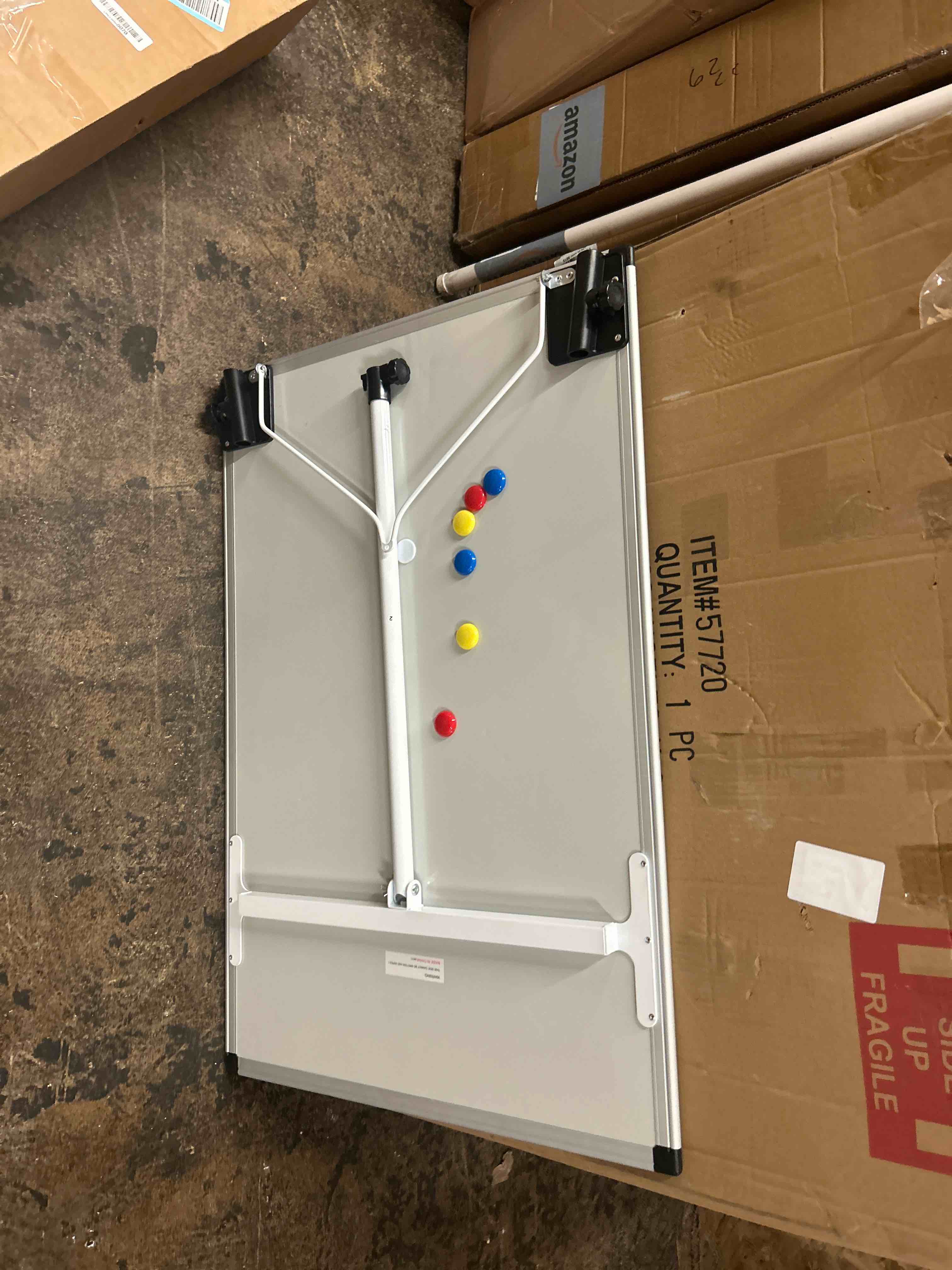 Condition photo showing New/Like New for large whiteboard easel with stand, 36" x 24" portable standing magnetic dry erase white board, 3' x 2' tripod height adjustable flip chart easel for home office classroom school, silver