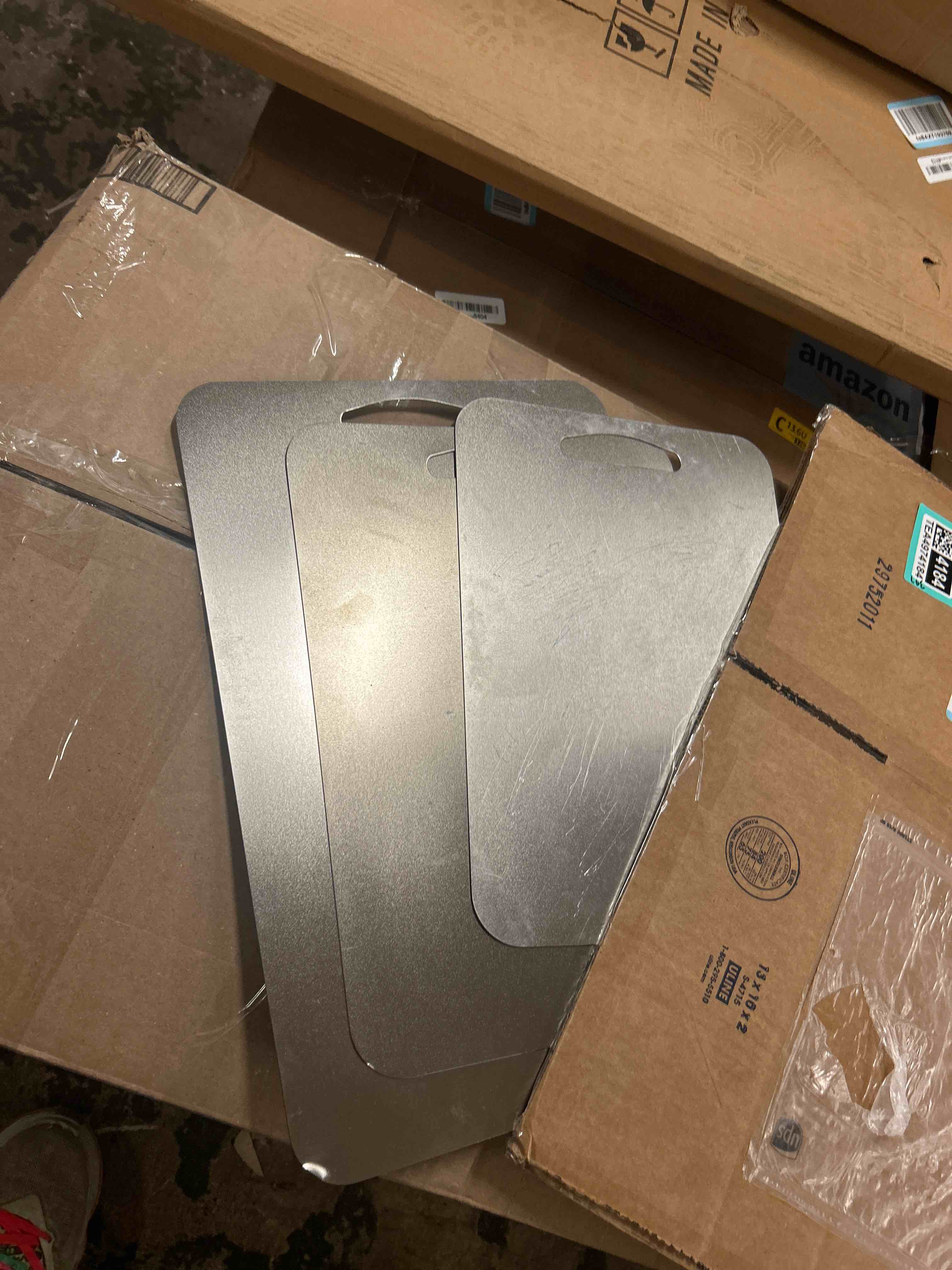 Condition photo showing New/Like New for titanium cutting board set of 3, 100% double-sided titanium cutting boards for kitchen, dishwasher safe non-toxic chopping boards for meat, vegetables, fruits, raw and cooked food prep (m+l+xl?