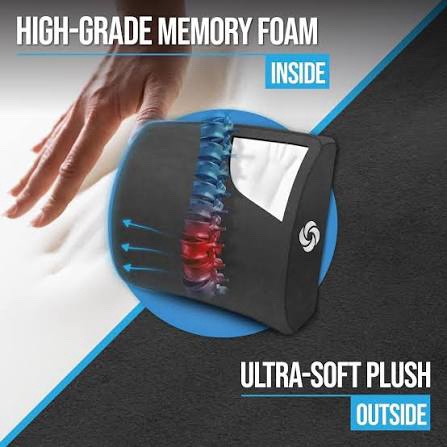 Condition photo showing New/Like New for samsonite lumbar support pillow for office chair and car seat, perfectly balanced memory foam, versatile use lower back cushion, black plush