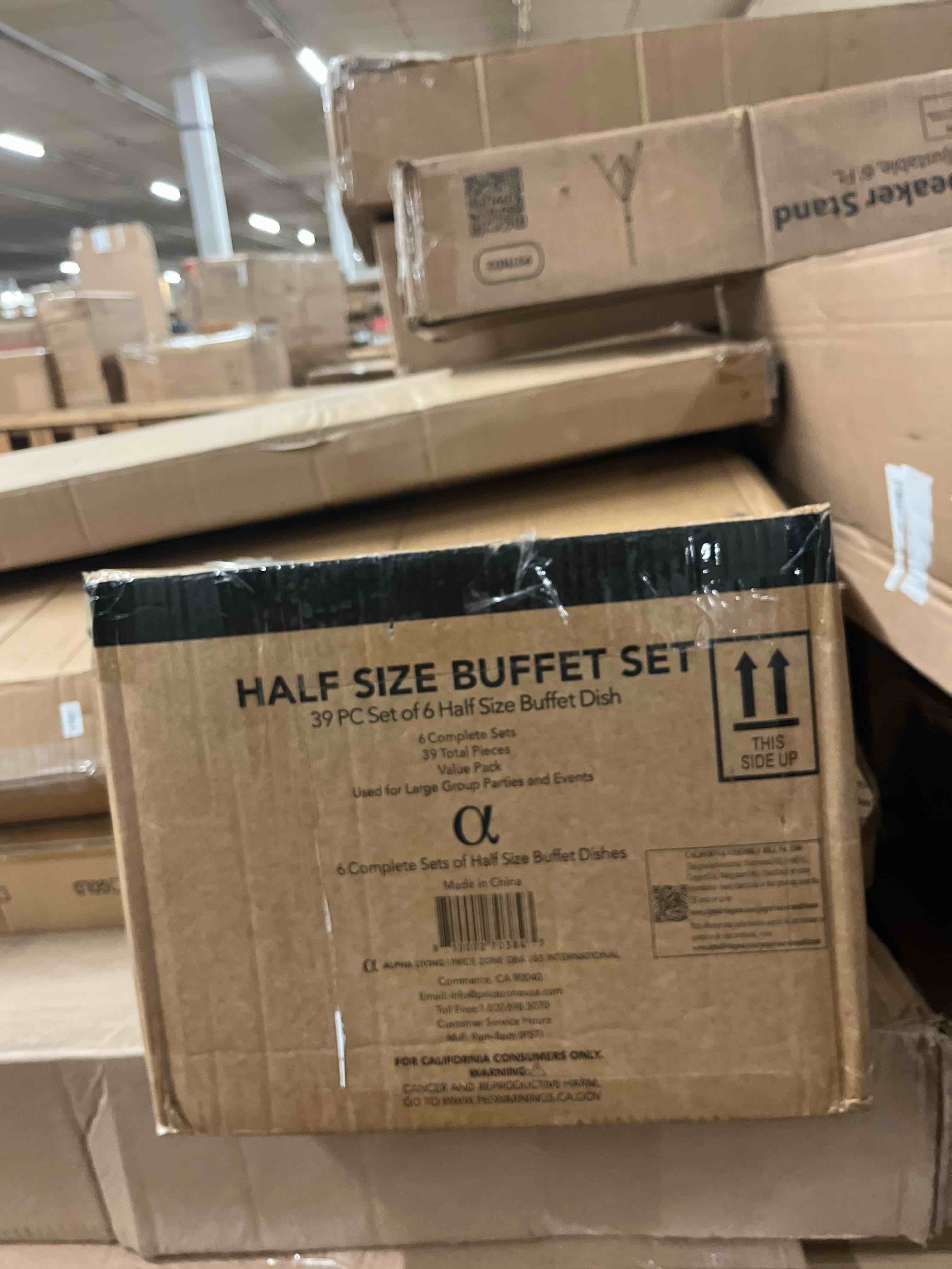 Condition photo showing New/Like New for alpha living 6 pack - disposable chafing dish buffet set, half size pans, welded body food warmers for parties, fuel cans complete set, warming trays