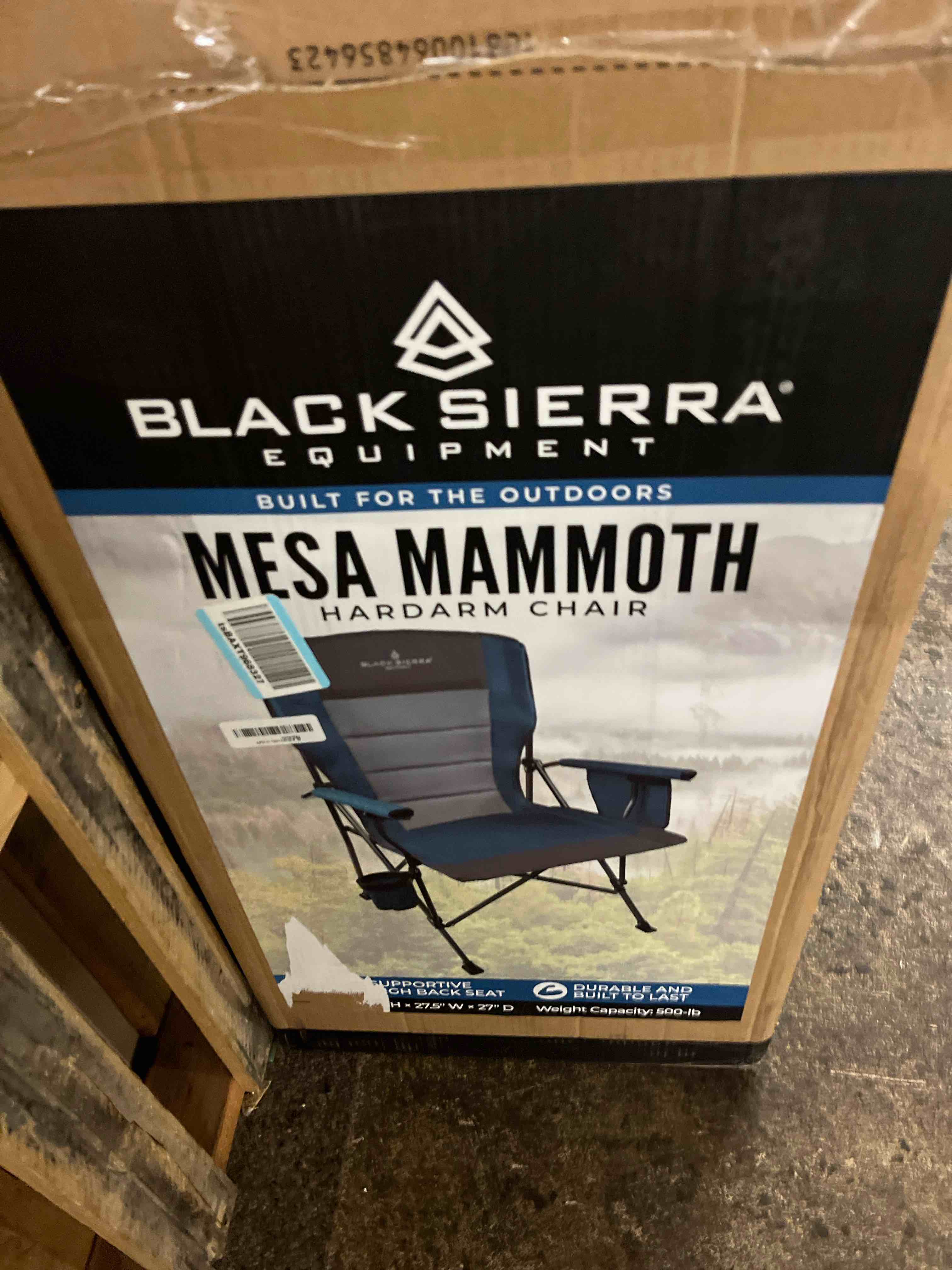 Condition photo showing New/Like New for black sierra oversize high back camping chair for adults, supports 500 lbs, xl heavy duty portable folding chair for heavy people, steel frame padded outdoor seat with cup holder and carry bag(color is blue)