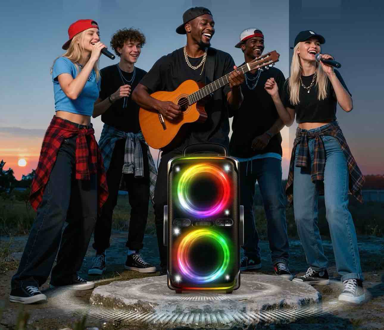 party bluetooth speaker - 240w peak loud speaker, dazzling light show, deep bass, ipx4 waterproof, 15h battery, tws pairing, bt 5.3 wireless, portable for home/outdoor/beach/pool party