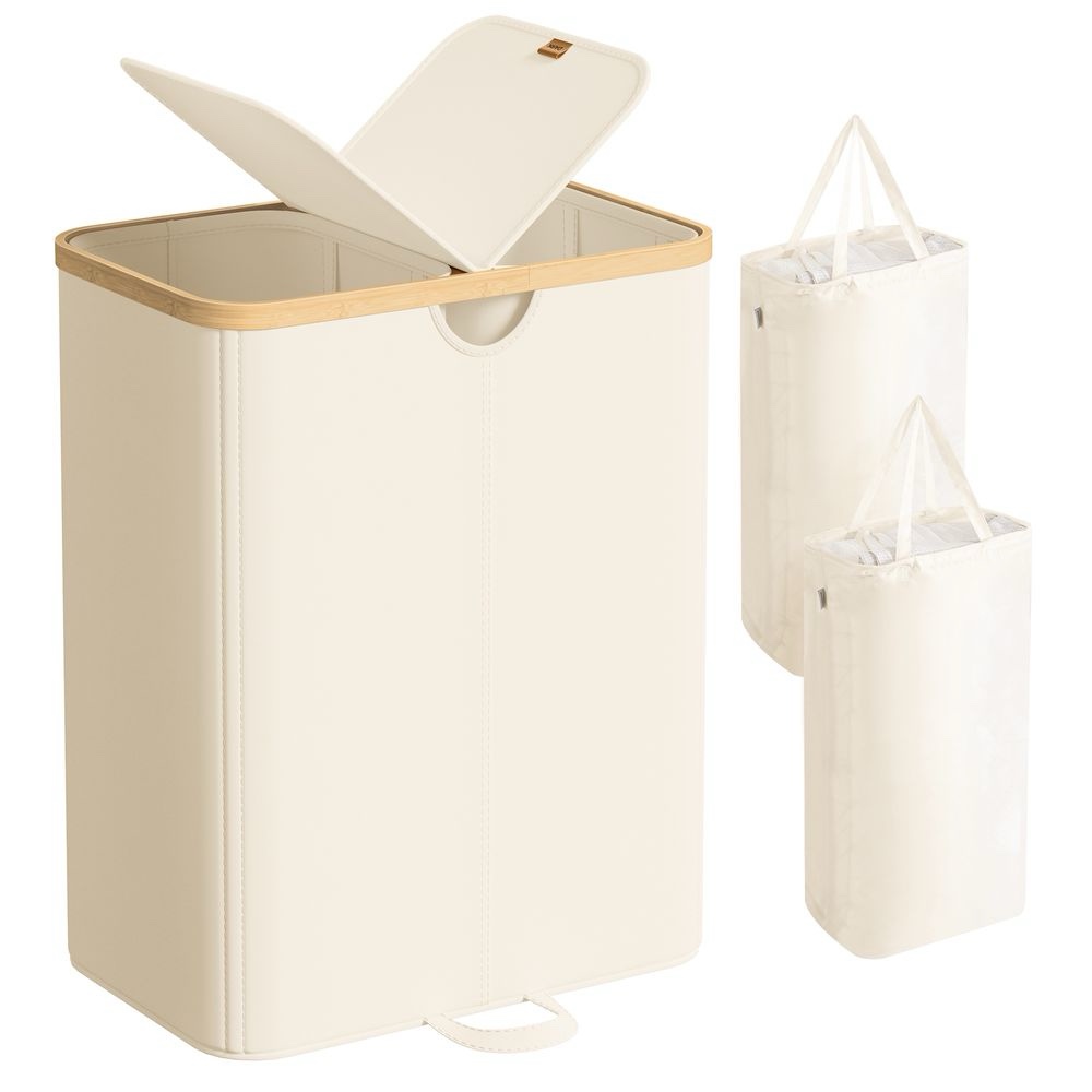 Condition photo showing New/Like New for songmics laundry basket with 2 compartments, laundry basket, 150 l, sorter