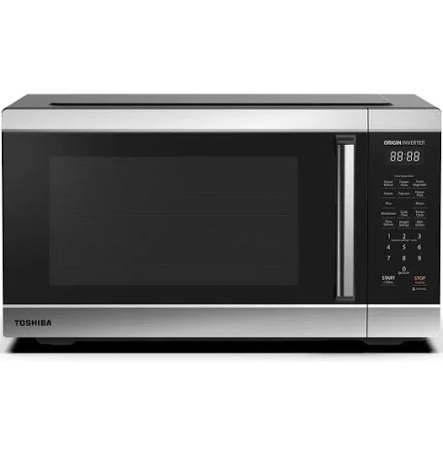 Condition photo showing New/Like New for toshiba ml4-em22pait(ss) countertop microwave oven with sensor cook, 6 auto menus, origin inverter, child lock, 2.2 cu ft for large family, 16.5 inch removable turntable, 1200w, stainless steel
