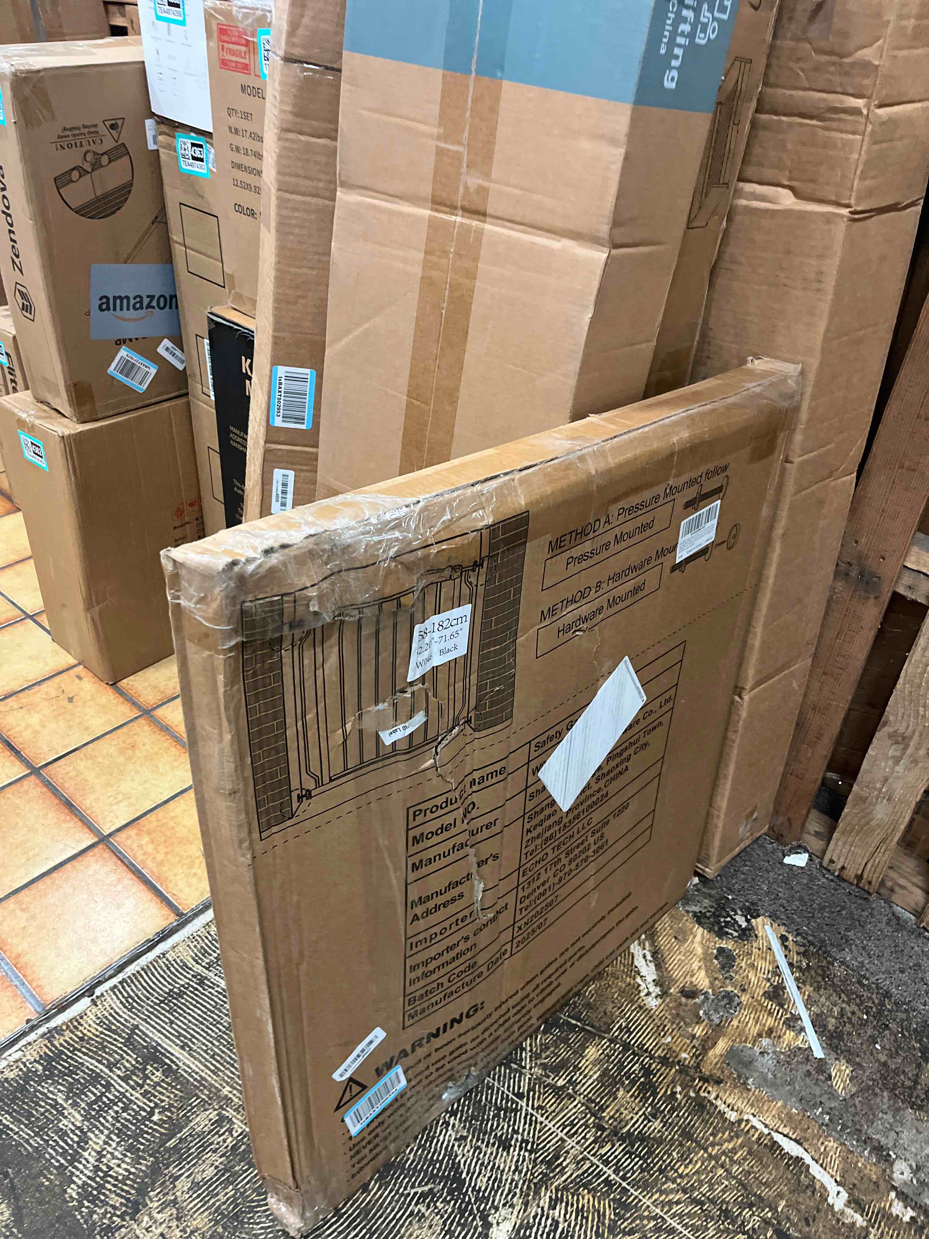 Condition photo showing New/Like New for waowao 62.20"-71.26" extra wide baby gate pressure mounted 30" tall black | extra-wide,double-lock,pressure/hardware-mount,auto-close,one-hand operation,walk-through,fits indoor doorways&kitchen