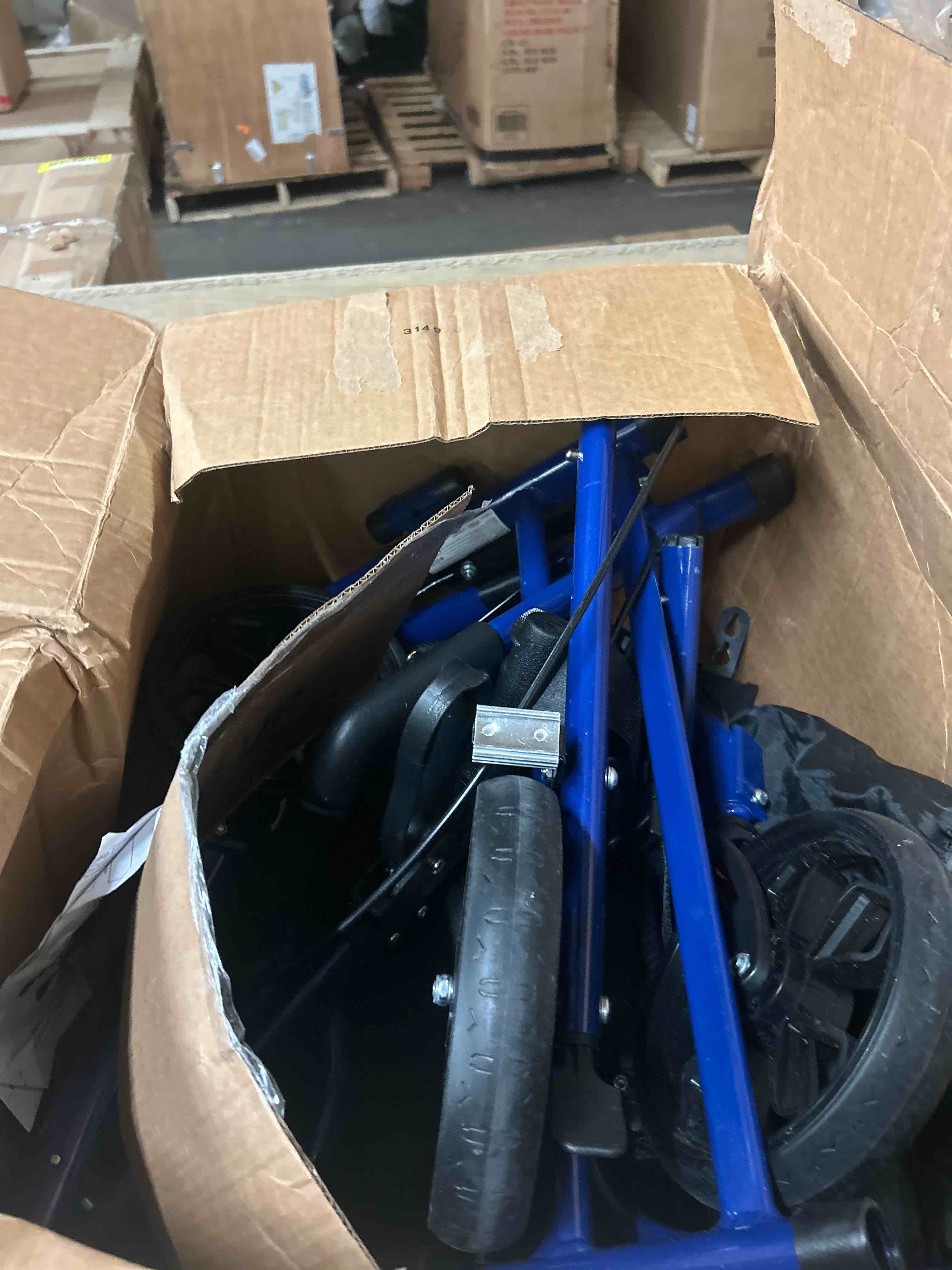 Condition photo showing New/Like New for upright rollator walker, heavy duty stand up walkers for seniors with seat and reversible backrest, foldable standing rollator with 8" anti-slip pu wheels, blue