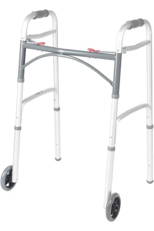 drive medical deluxe two button folding walker with 5" wheels