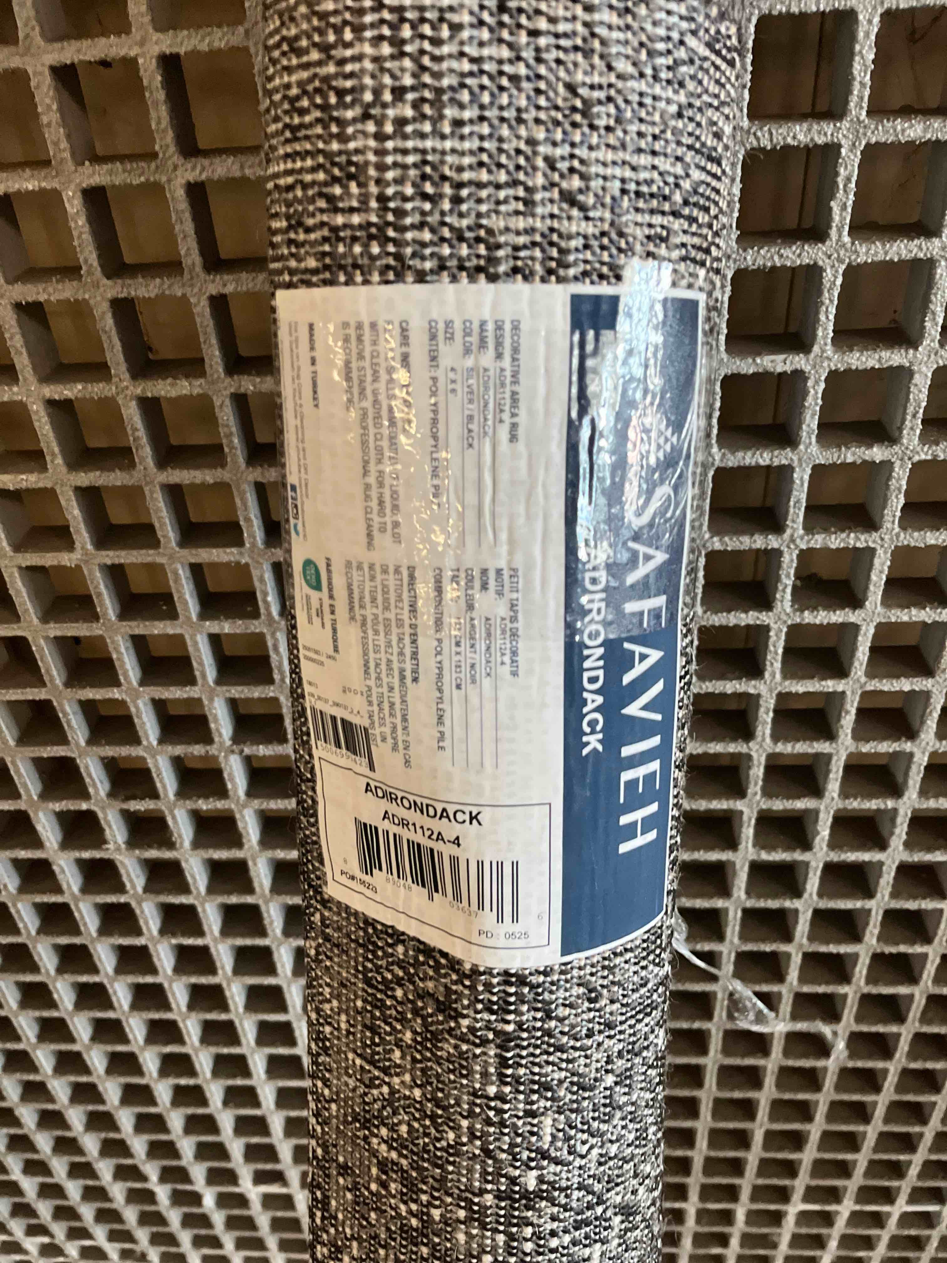Condition photo showing New/Like New for safavieh adirondack collection accent rug - 4' x 6', silver & black, modern abstract design, non-shedding & easy care, ideal for high traffic areas in entryway, living room, bedroom (adr112a)