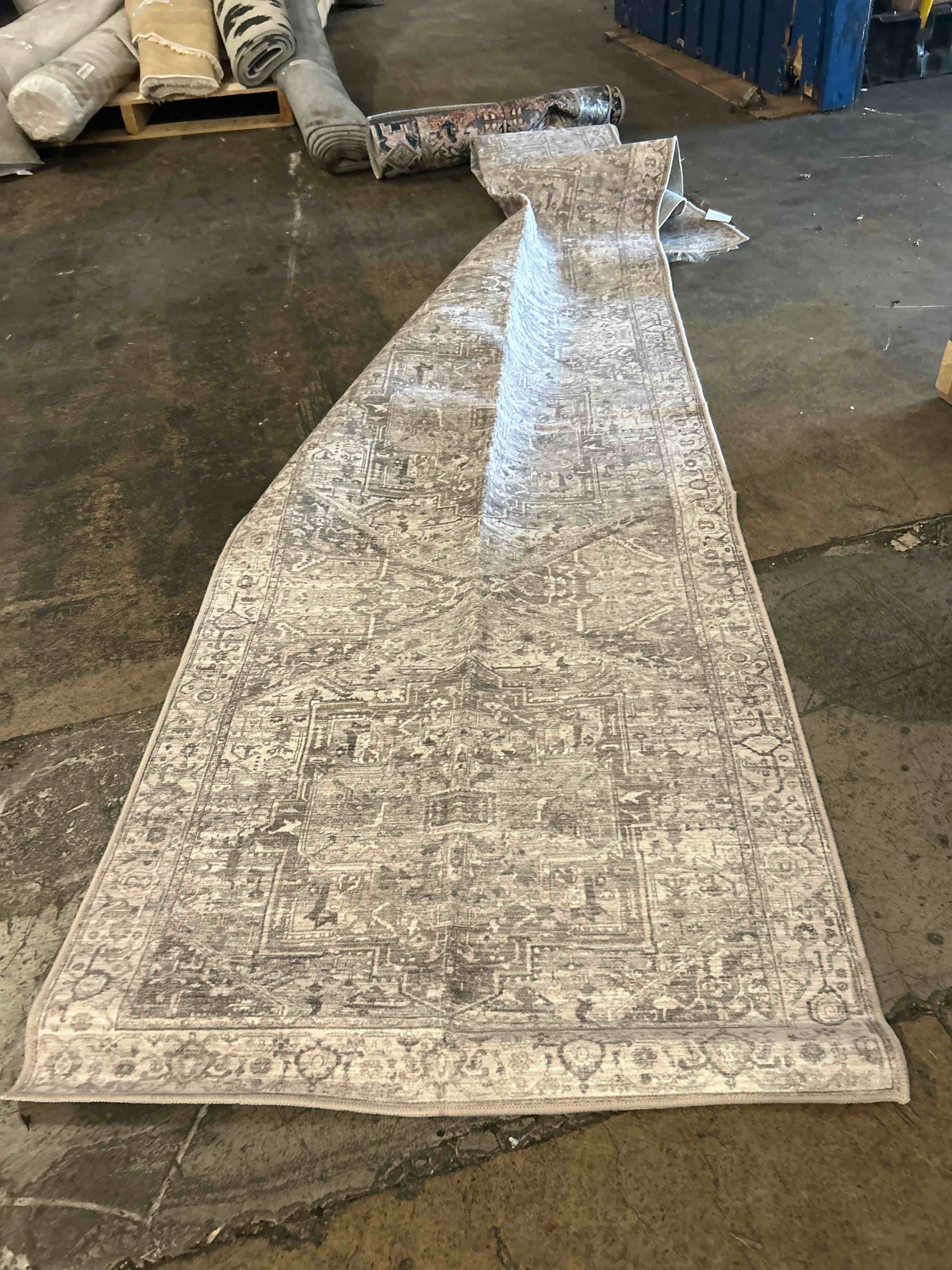 Condition photo showing New/Like New for 2’ x 12’ runner rug vintage hallway runner rug non slip machine washable stain resistant rugs for bedroom bedside kitchen entryway ivory carpet runners
