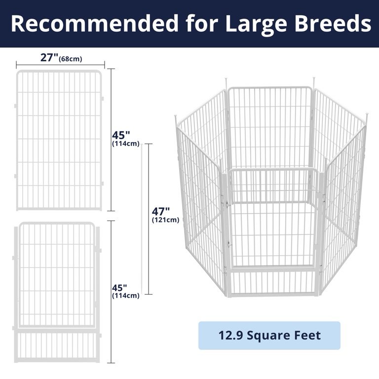 Condition photo showing New/Like New for sunsgrove decorative garden fence 45 in(h) x 13.4 ft(l) 6 panels, heavy duty metal animal barrier fence, no door, flower bed fencing, white