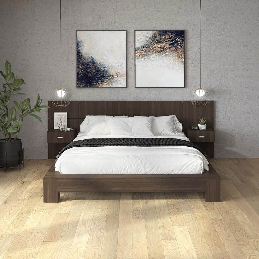 Condition photo showing New/Like New for sua-v zen collection queen bed with nightstand built in tuxedo