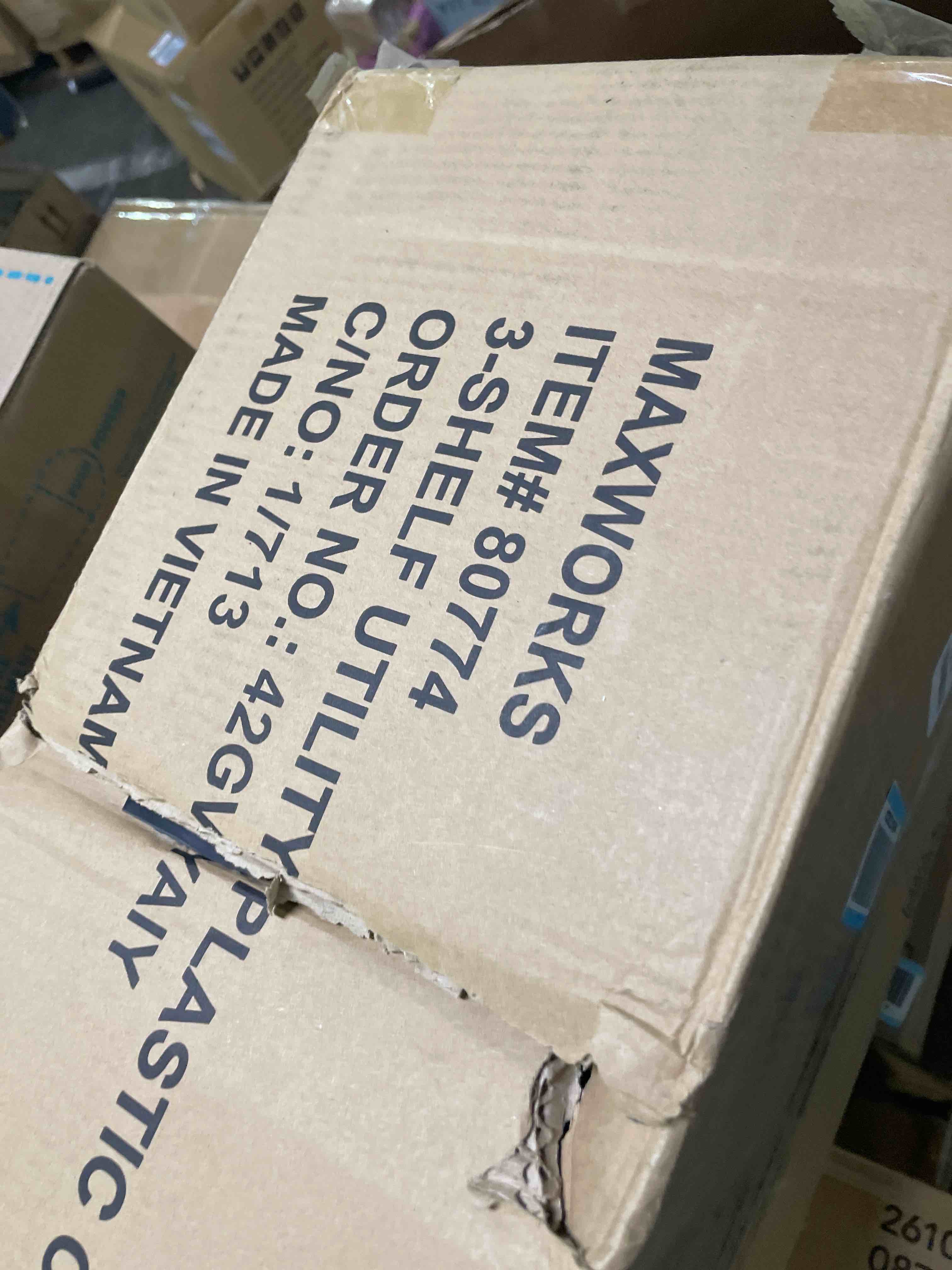 Condition photo showing New/Like New for maxworks 80774 3-shelf utility plastic cart with wheels-225 lbs maximum capacity , black 3 shelves