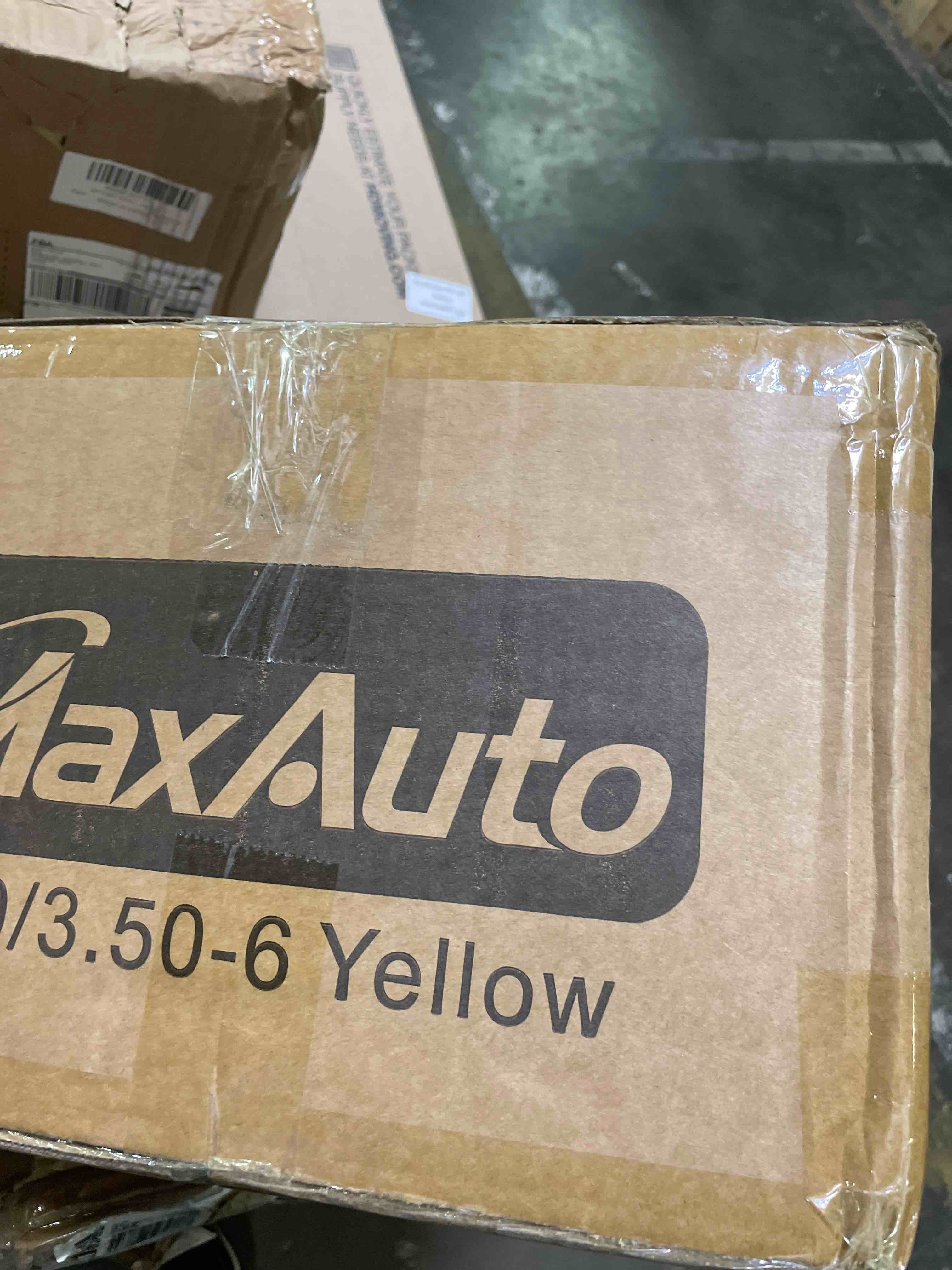 Condition photo showing New/Like New for maxauto 4.10/3.50-6" flat free tire replacement for john deere mower, hand truck/all purpose utility tire on wheel, 3"-3.5''-4.0''-4.5'' centered hub, 3/4" bearings, yellow steel (2 pack)