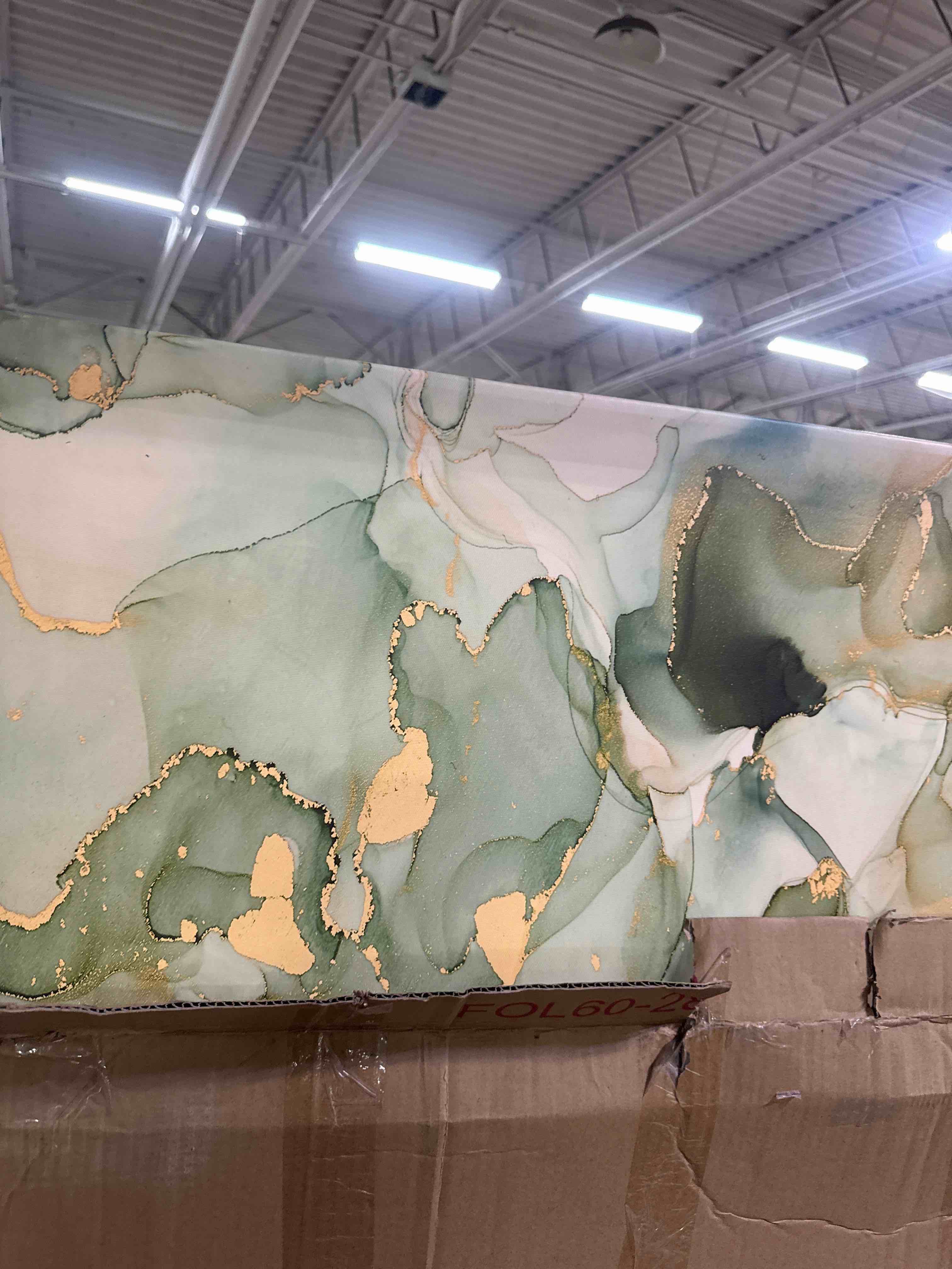 Condition photo showing New/Like New for cryptonite marble wall art acrylic home decor | modern interior design | acrylic wall art | picture photo printing for wall decor | multiple size and hanging options (pink and green)