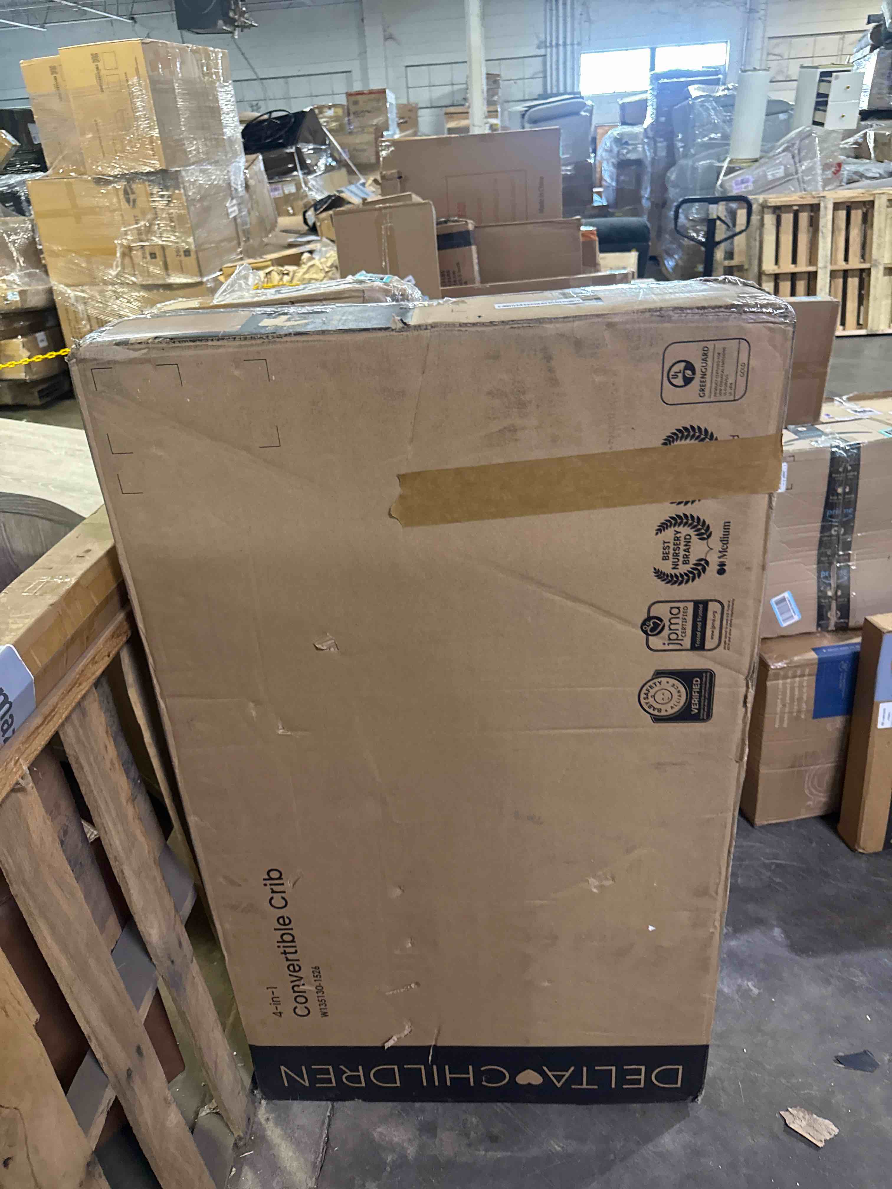 Condition photo showing New/Like New for delta children penelope 6-in-1 convertible crib - greenguard gold certified, teak brown