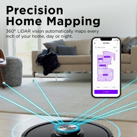 Condition photo showing New/Like New for shark rv2310ae matrix self-emptying robot vacuum with bagless, 45-day capacity, self-cleaning brushroll for pet hair, no spots missed on carpets & hard floors, precision home mapping, wi-fi, black