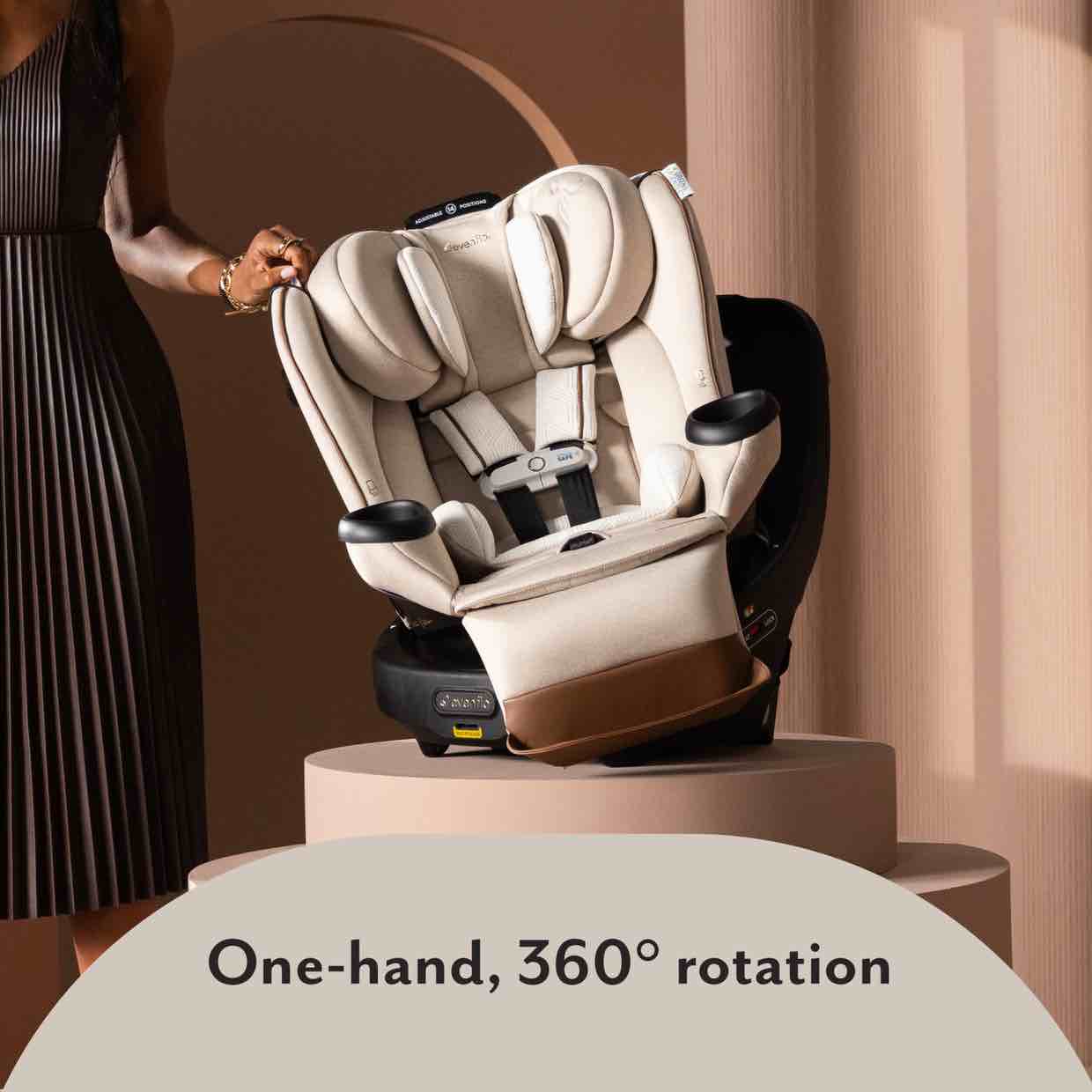 Condition photo showing New/Like New for limited edition revolve360 extend rotating all-in-one convertible car seat in champagne