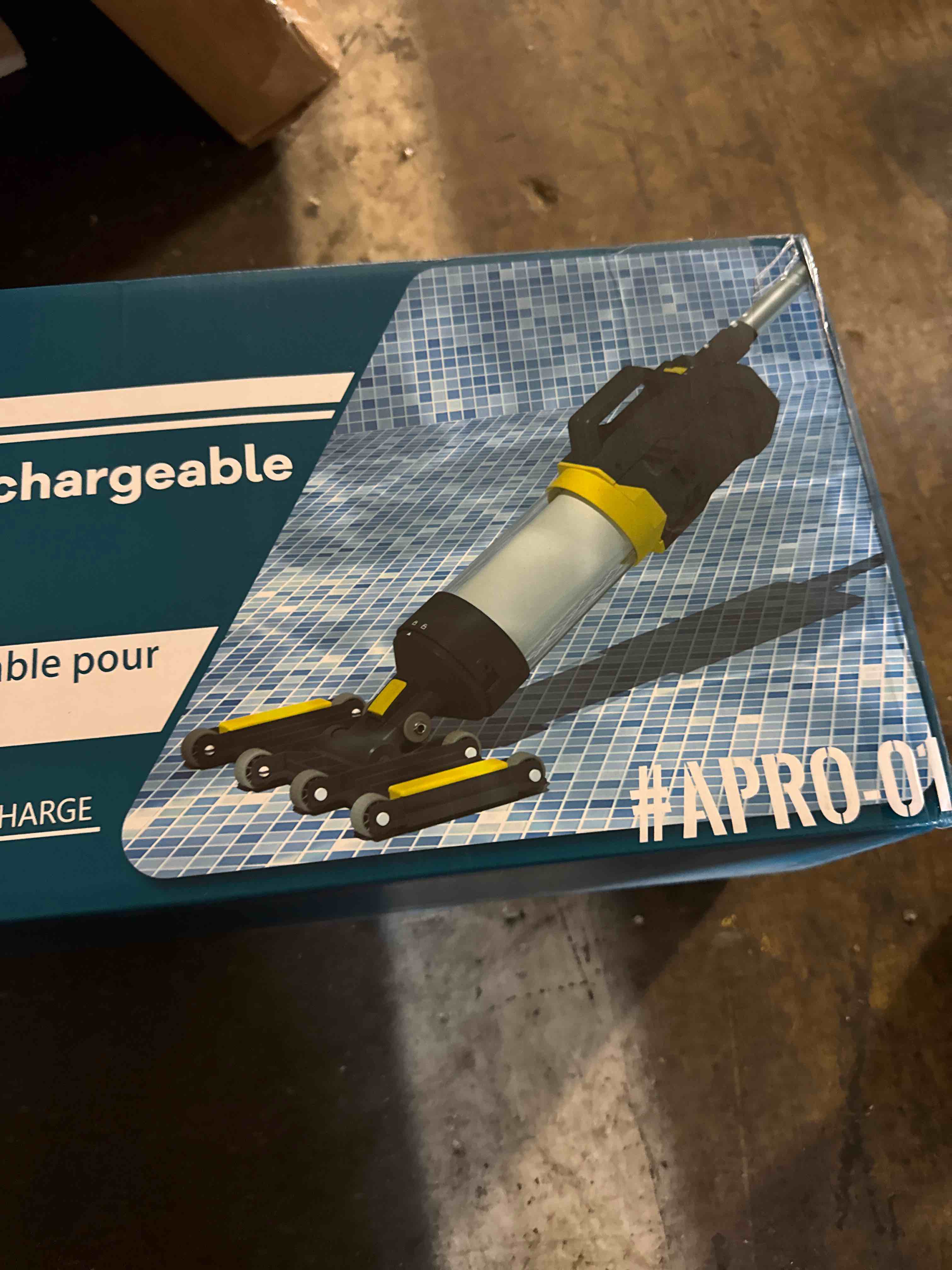 Condition photo showing New/Like New for vucaki 5-in-1 cordless pool vacuum with 14" 8-wheel vacuum head,10.8ft telescopic pole, 18.9gpm suction, 70min runtime, ipx8 waterproof, pool vacuum cleaner for inground & above ground pools and spas blue
