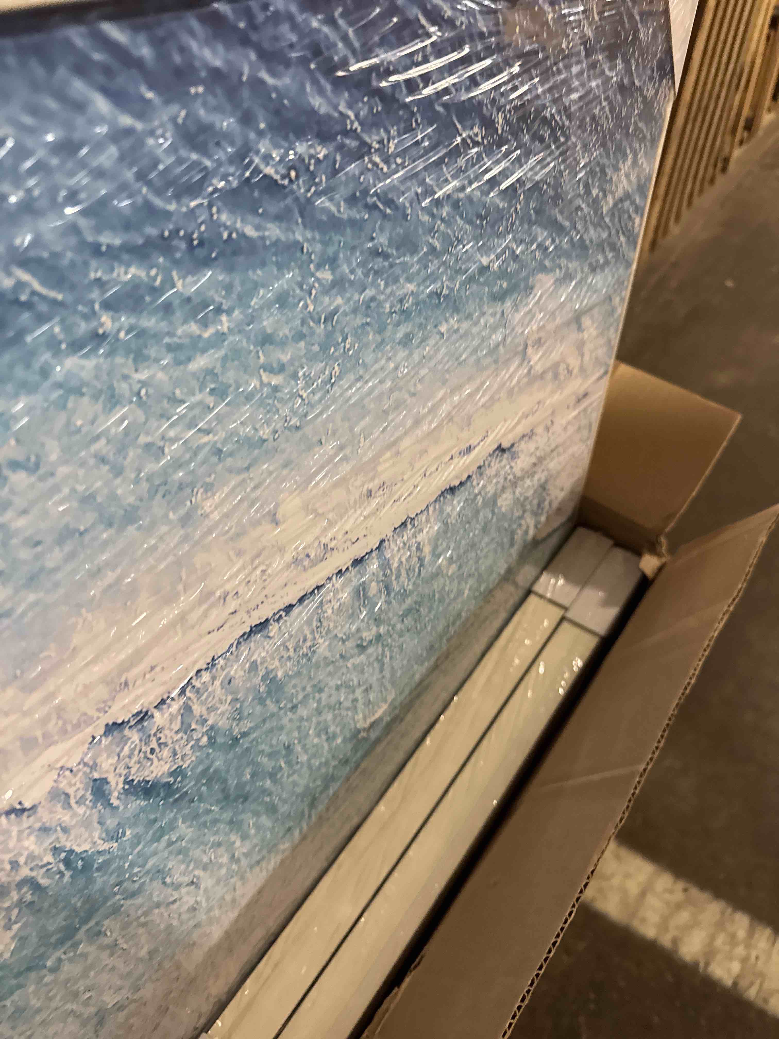 Condition photo showing New/Like New for hlniuc summer beach canvas wall art,modern minimalist coastal landscape wall decor set of 3(16”x24”) blue abstract ocean painting, summer swimming in the sea art print for living room,bathroom