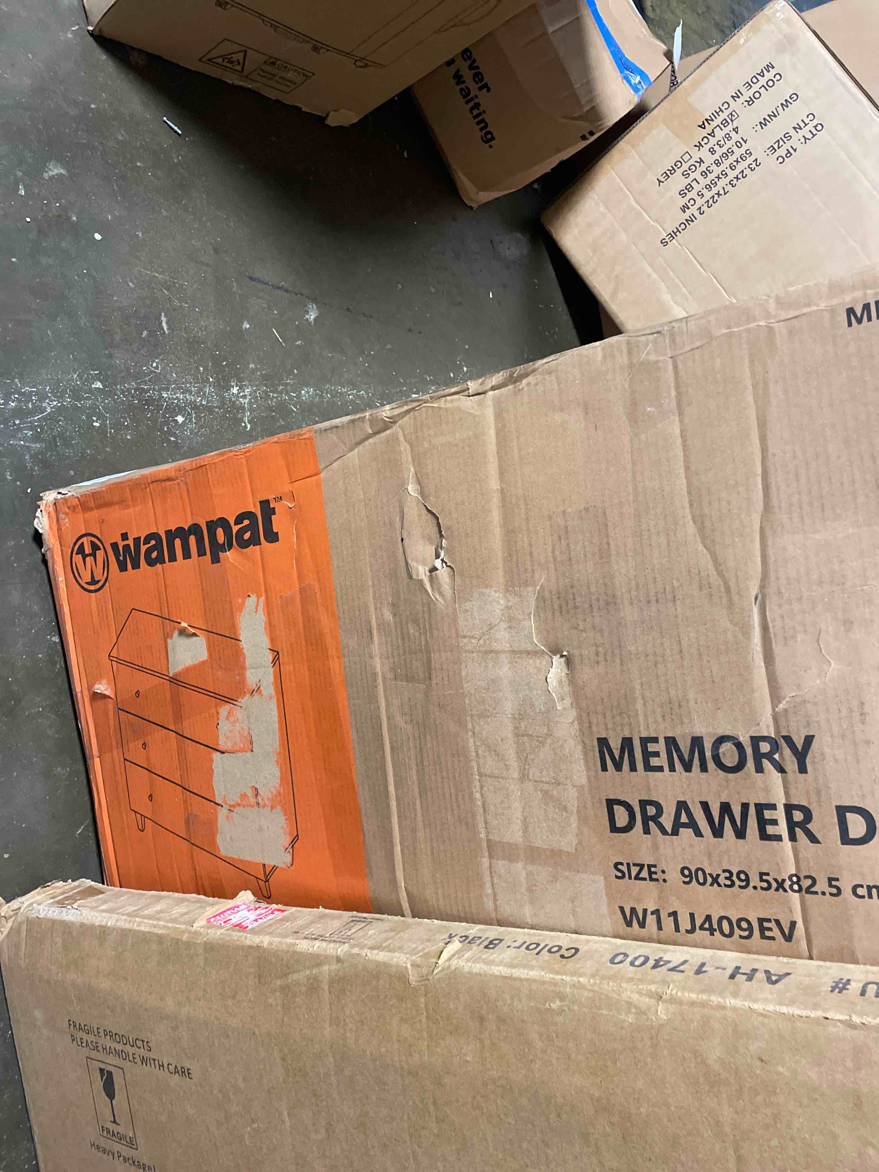 Condition photo showing New/Like New for wampat dresser for bedroom with 3 drawers, oak kids dressers with wide chest of drawers, mid century modern wooden closet storage organizer, small dressers for nursery, hallway, living room