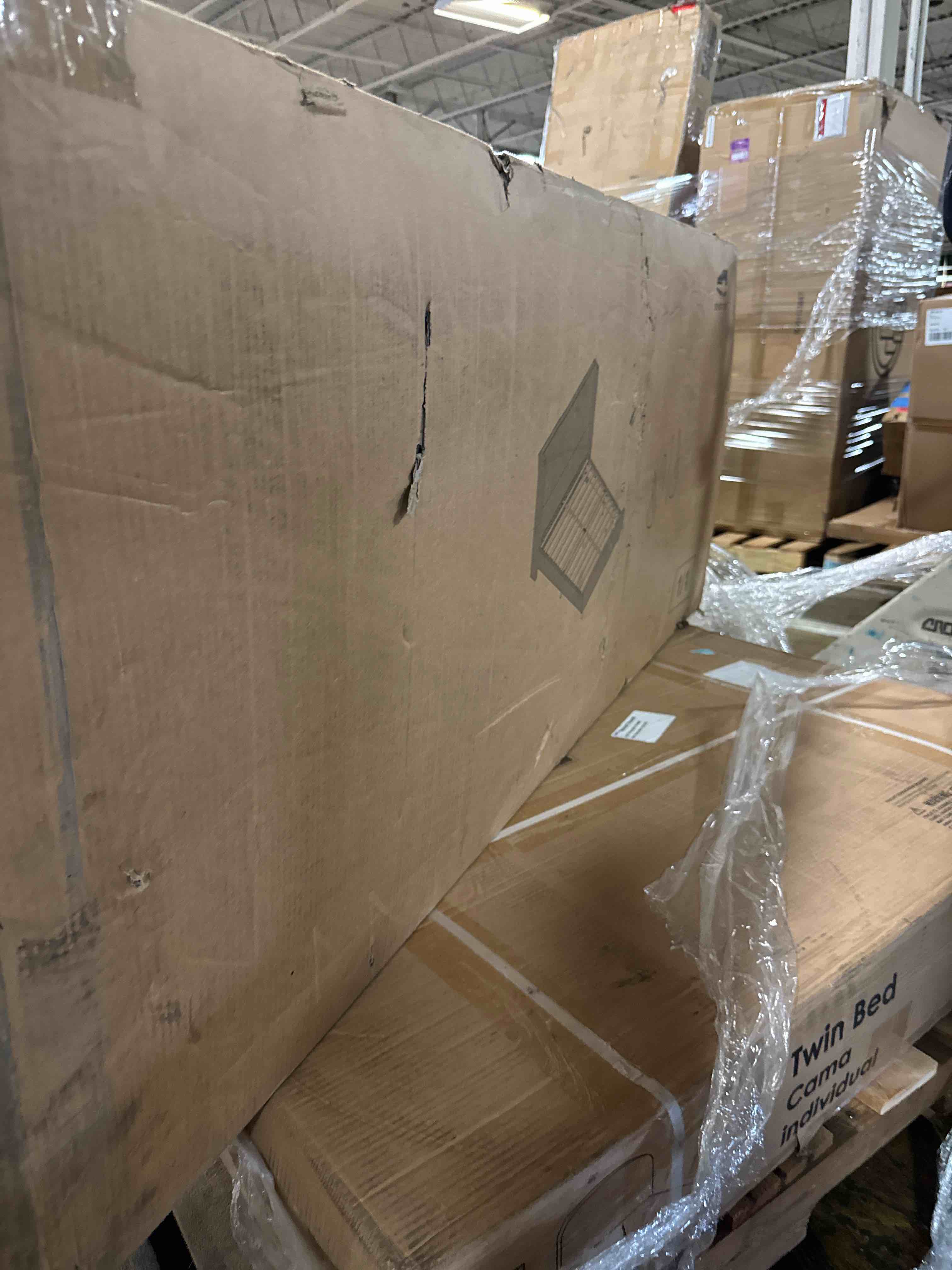 Condition photo showing New/Like New for likimio full bed frames, storage headboard with charging station, solid and stable, noise free, no box spring needed, easy assembly, wood and cream(similar)