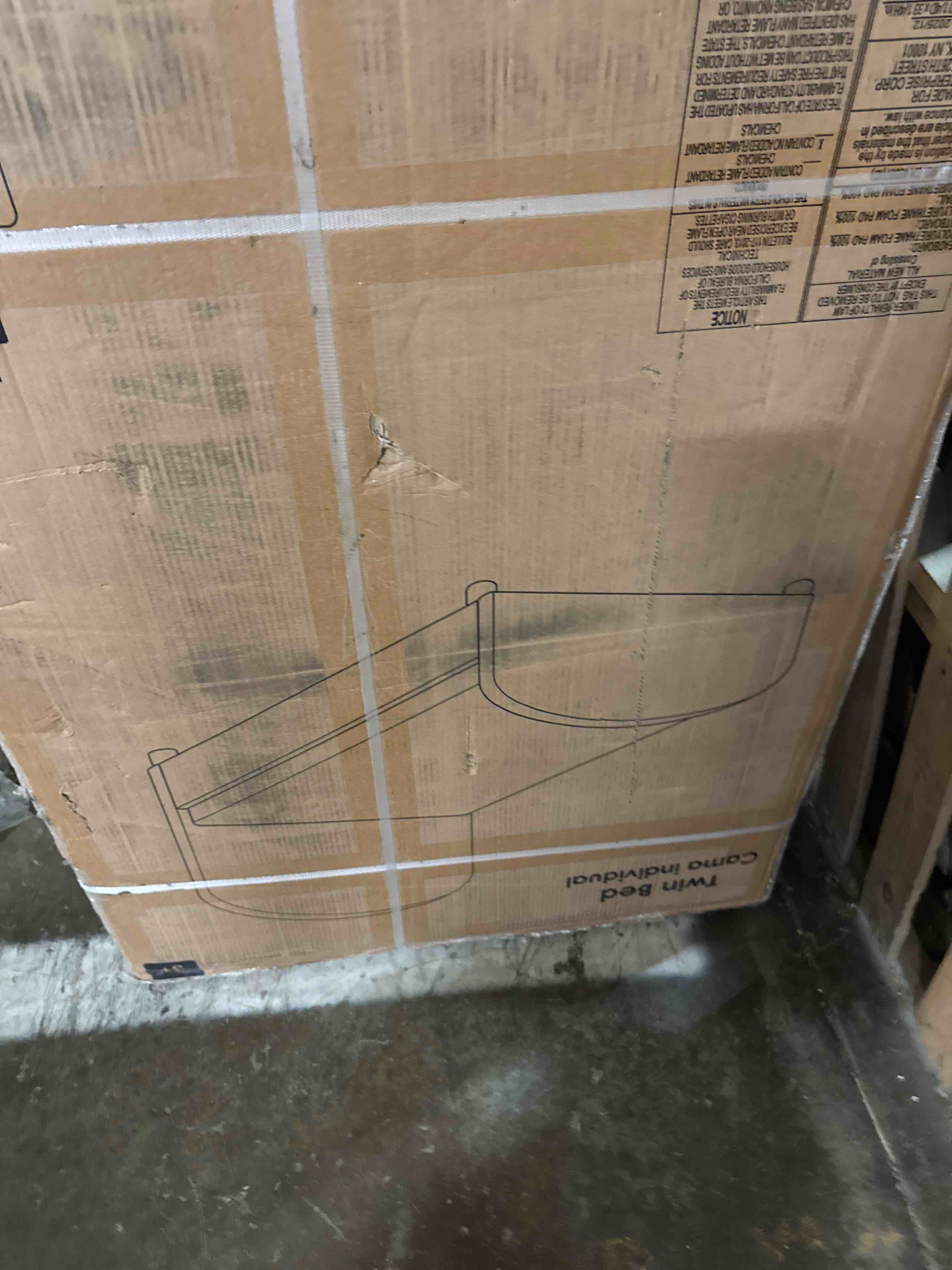 Condition photo showing New/Like New for revominca twin size bed frame, upholstered boucle bed frame with headboard, modern twin beds, soft arch shaped round headboard, no box spring required, easy assembly, beige