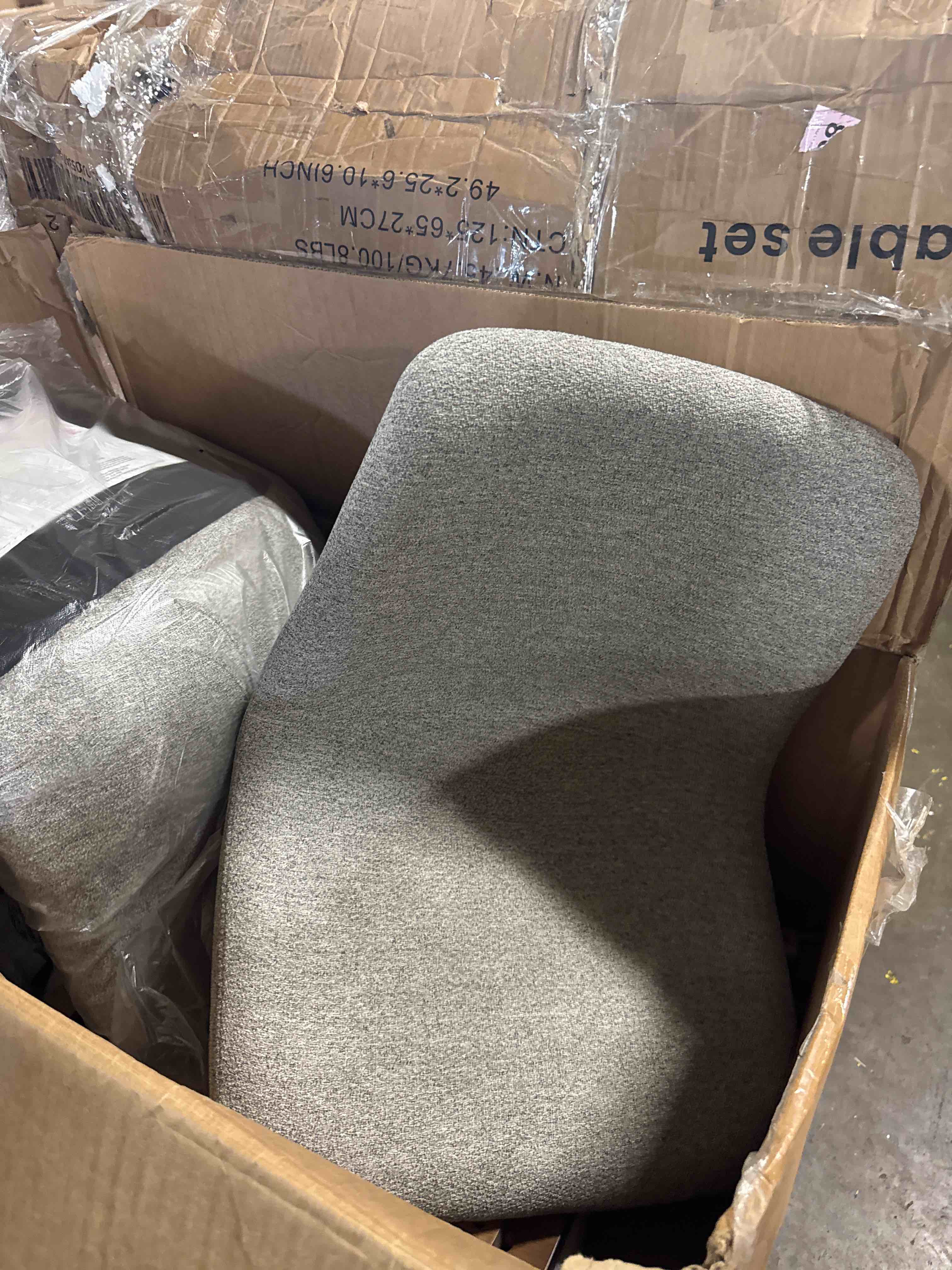 Condition photo showing As Is for steve silver furniture vida side chair, burnished blonde, mid-century modern, sturdy asian hardwood, ergonomic design, gray fabric, dining room, kitchen, 18.25" d x 23" w x 34.25" h, grey(similar not the same as photo)