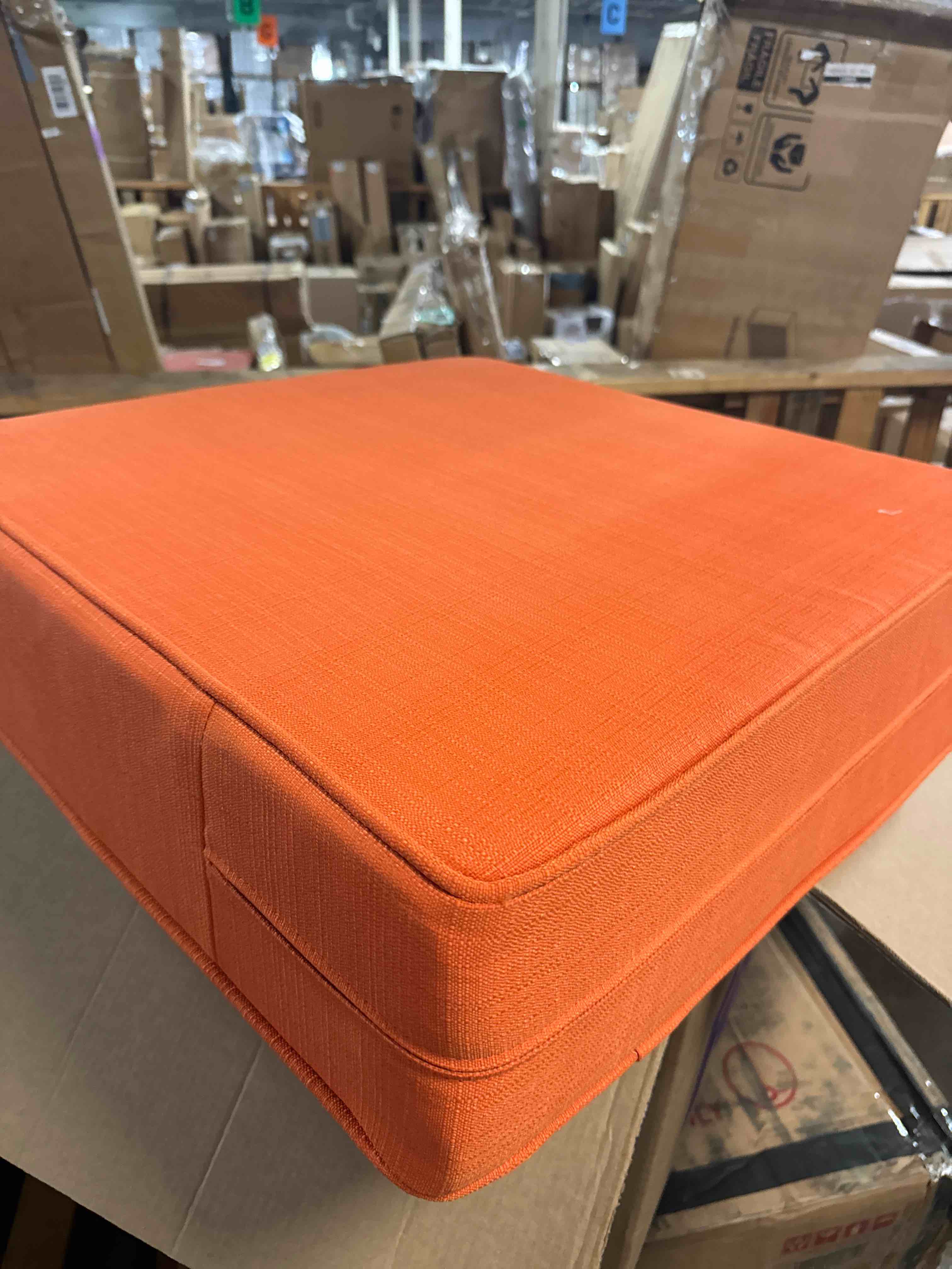 Condition photo showing New/Like New for sorra home outdoor/indoor corded deep seating cushion, 23 x 27 x 5 in, canvas persimmon
