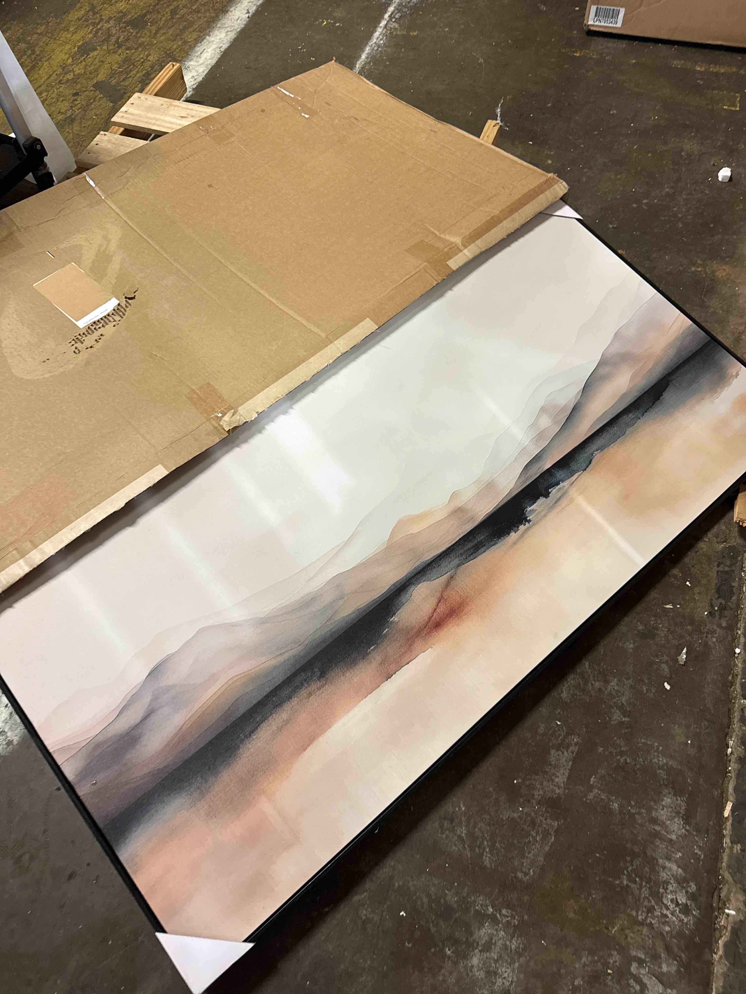Condition photo showing New/Like New for mudecor extra large framed canvas print wall art desert horizon landscape watercolor earth tone antique retro ready to hang painting for living room bedroom multi-sizes - 60"x30"