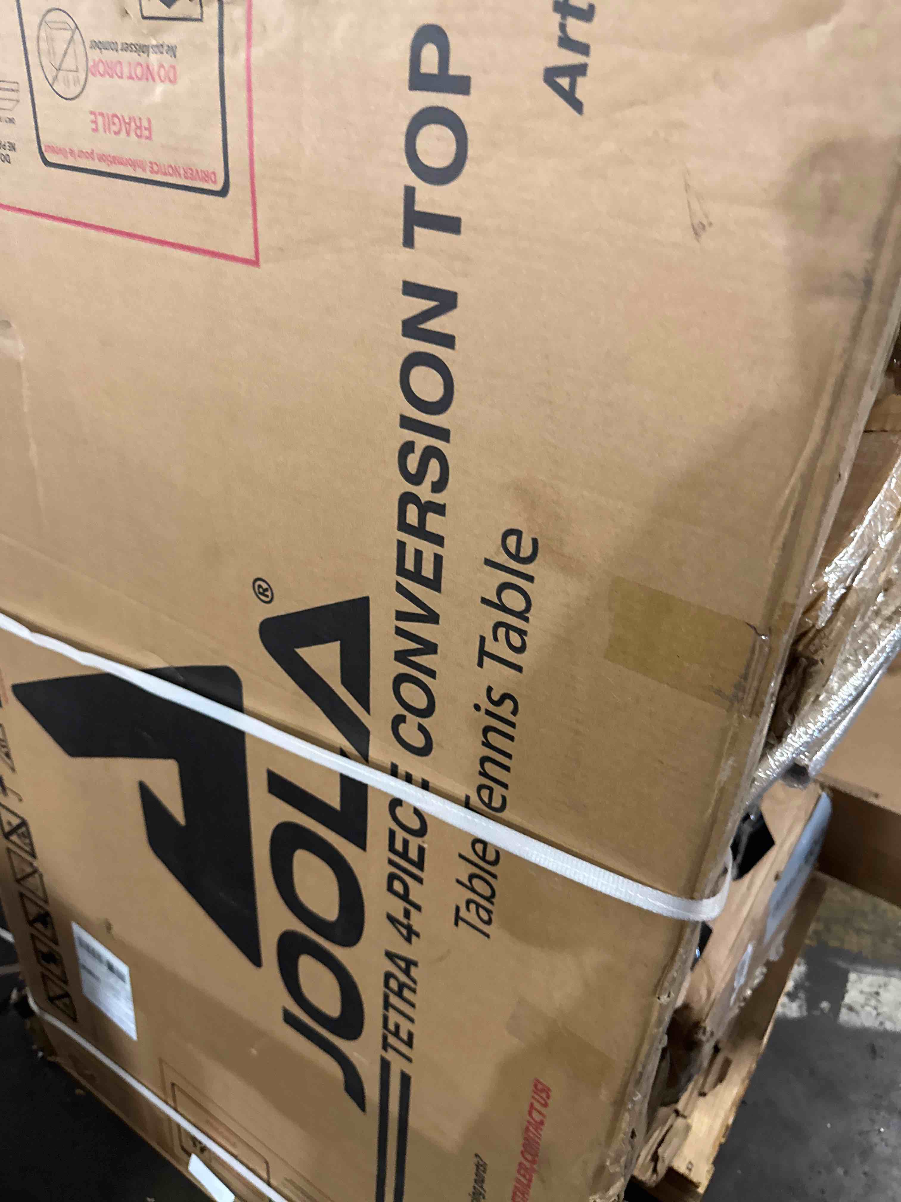 Condition photo showing New/Like New for joola ping pong conversion top with net set for billiard and pool tables - regulation top converts billiards into ping pong table - includes foam padding for protection - steel frame option