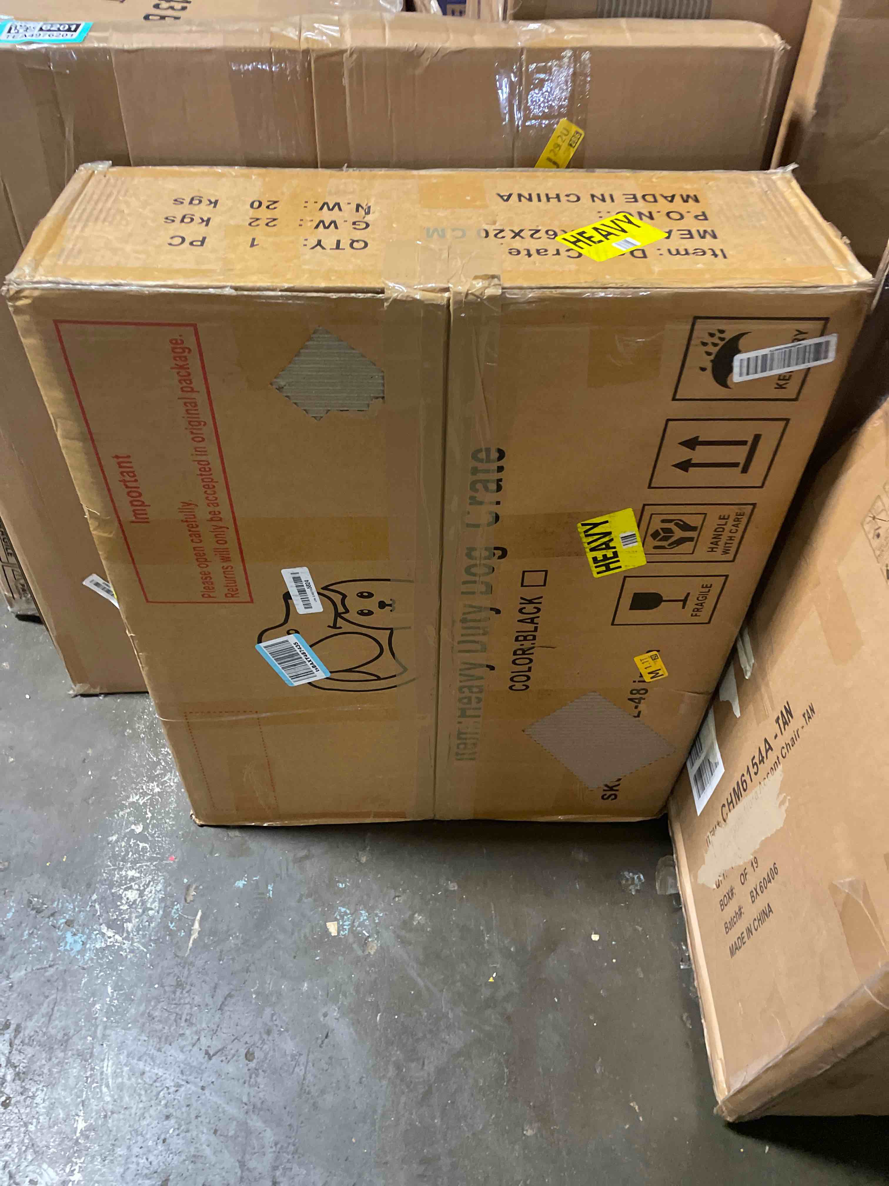 Condition photo showing New/Like New for snuowu 48 inch heavy duty dog crate with wheels?indestructible escape-proof dog cage for large dogs, extra large xl xxl indestructible dog crate with removable tray (patent authorization)