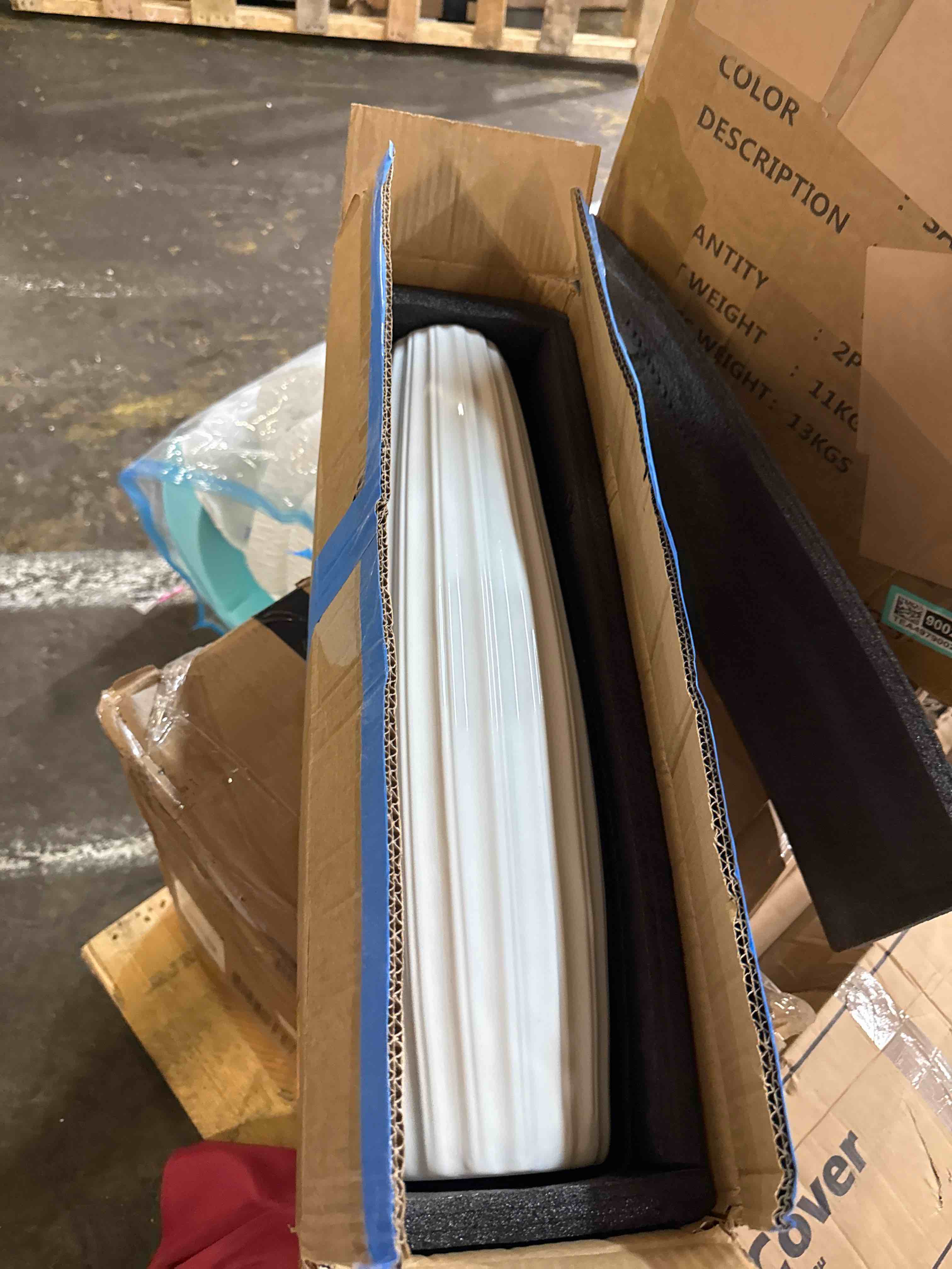 Condition photo showing New/Like New for large floor ceramic vase 17.7 inches tall,white modern flower tall vases for office, home,farmhouse,living room décor,simple origami design fall decorative porcelain flower arrangement vase ideal gift